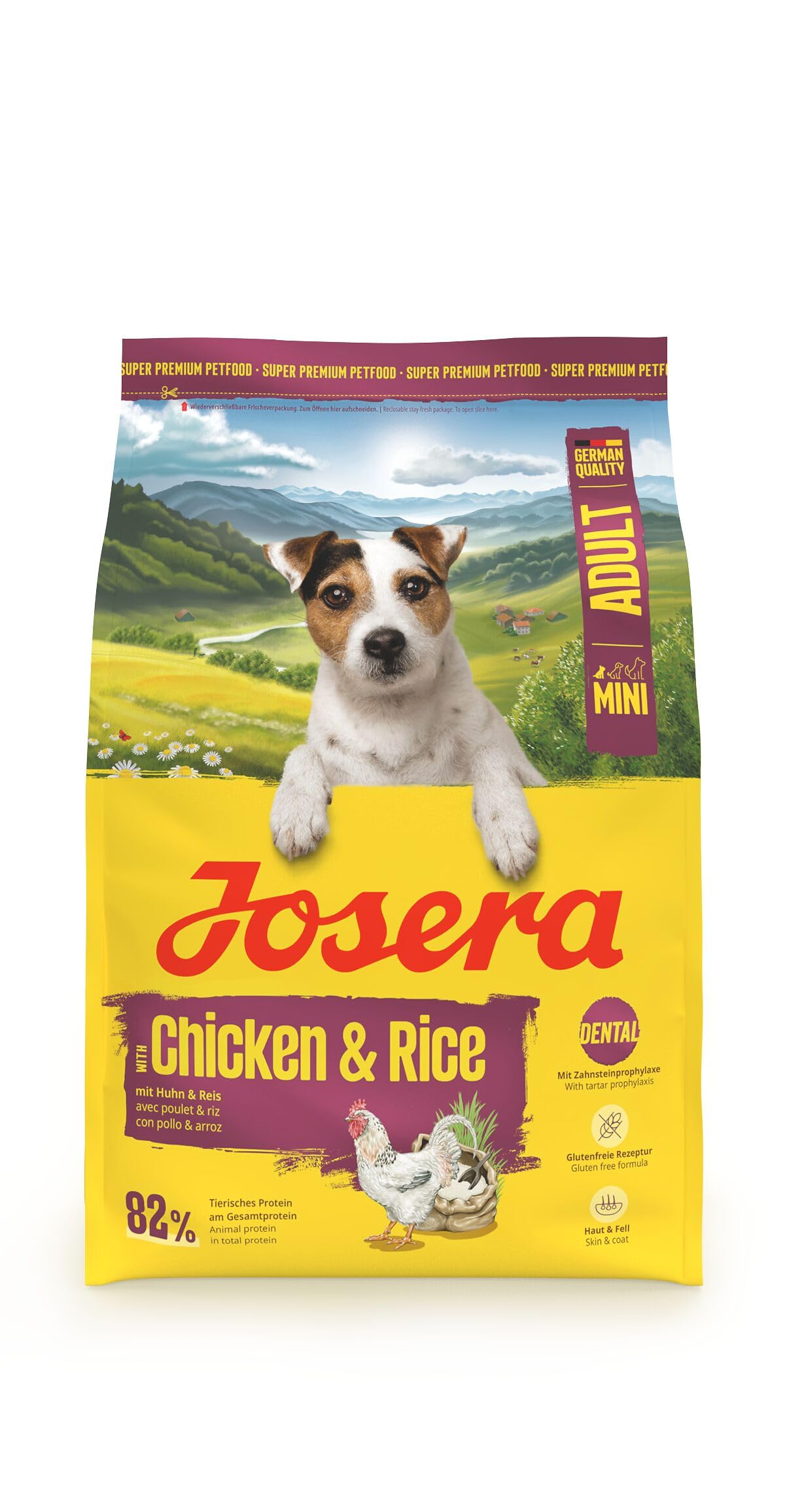 Josera Mini Adult Chicken & Rice | Complete dry food for toy & small breeds | Gluten free | Lots of meat | Skin & Coat | Helps reduce tartar | 3kg
