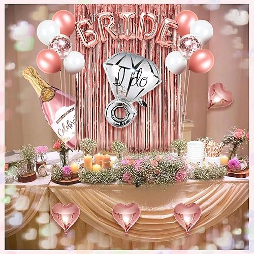 Miniatura 6 de MOVINPE Decoraciones de despedida de soltera, banda de novia, velo, tiara, accesorios de cabina de fotos, cortinas de aluminio, globo de anillo de