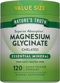 Nature's Truth Magnesium Glycinate | 200mg | 120 Capsules | High Absorption Chelated Magnesium | Non-GMO & Gluten Free Mineral Supplement
