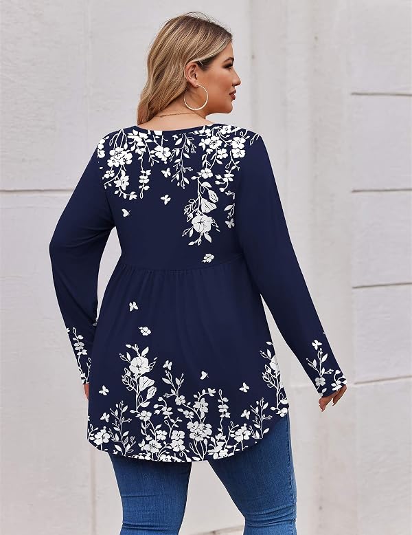 IN'VOLAND Plus Size Tops for Women Long Sleeve Henley Shirts Fall Blouses by IN'VOLAND - Used condition - Image 4