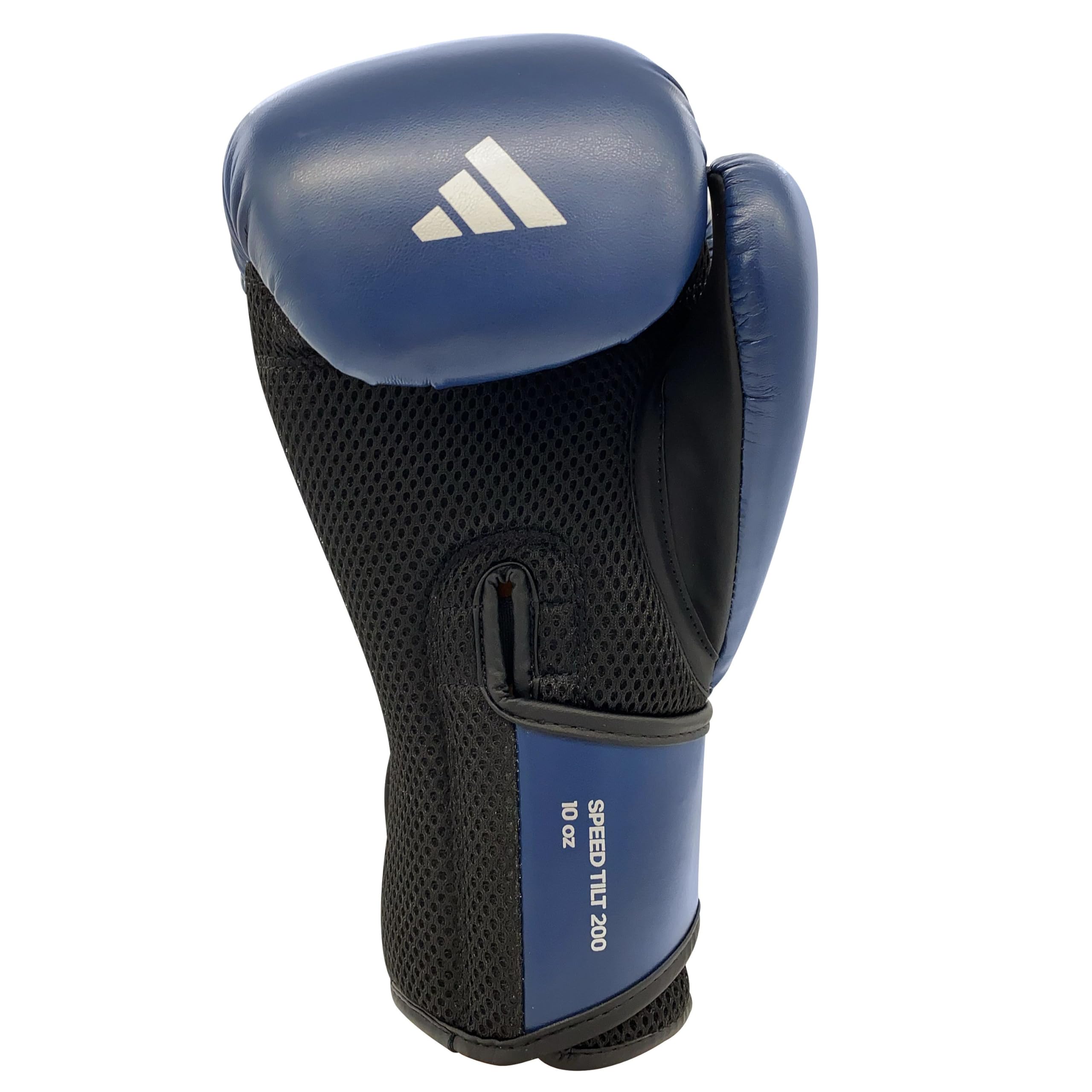 adidas Tilt 200 Boxhandschuhe, 284 g, aus PU-Leder, mit Gummizug für sicheren Sitz, bietet Handgelenkunterstützung für Sparring, Training und Boxsack-Workout, geeignet für Männer und Frauen, Blau