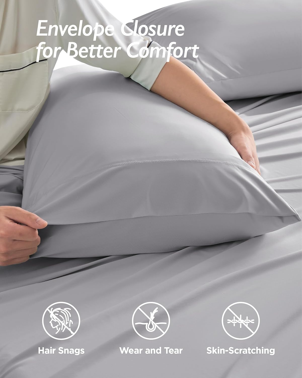 Breescape Cooling Pillow Cases Standard/Queen Size - BlendTek™ Dry & Cool Technology for Hot Sleepers and Night Sweats, Soft & Smooth Pillowcases for Hair & Skin Care, Set of 2, 20" x 30", Misty Gray