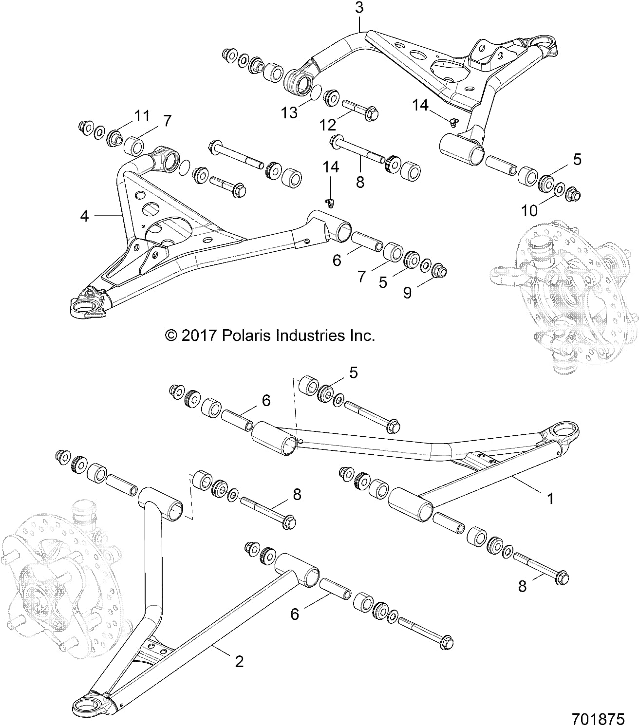 Polaris RZR Control Arm Weld, Front, Lower, Right, Genuine OEM Part 1021417-133, Qty 1