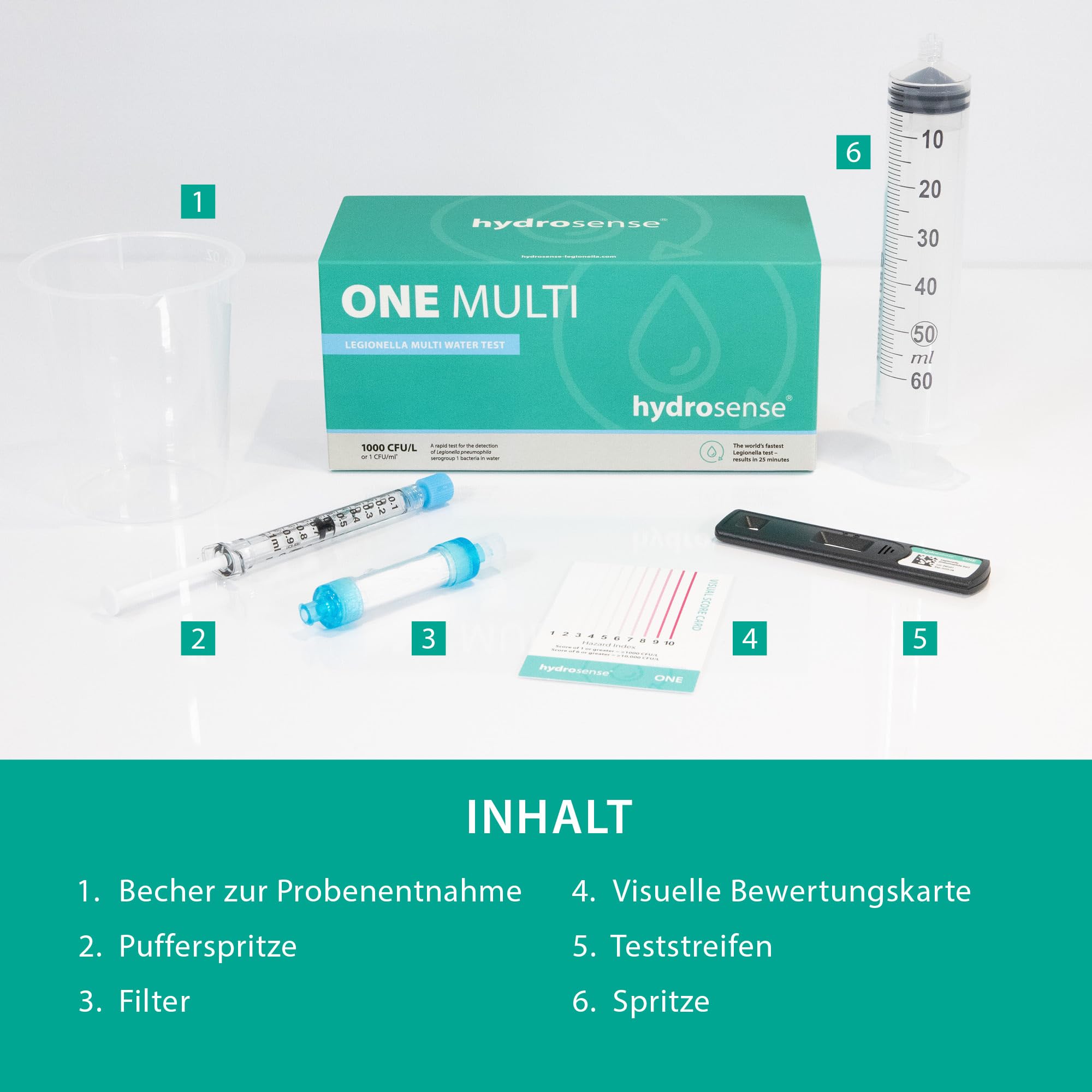 ONE Multi Legionellen-Wassertest – Einzelt test für Legionella pneumophila sg1, Nachweisgrenze 1.000 KBE/L, einfache Vor-Ort-Prüfung