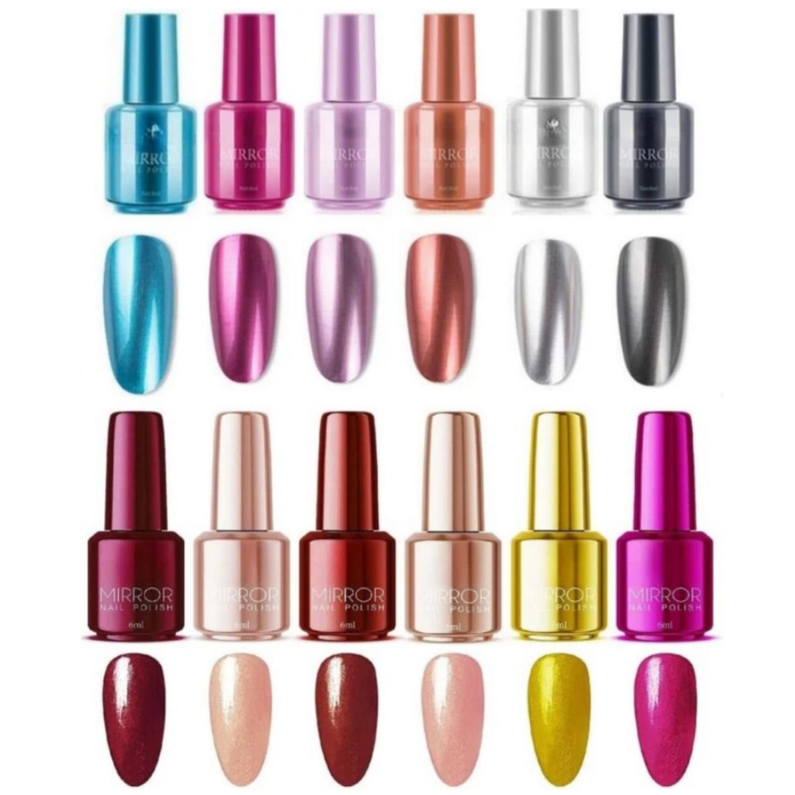 COSMAC Professional Combo Mirror Finish Multi Color Glass Nail Polish Bottle Protective High Gloss Shine (Pack Of 12) For Girls & Women-image-33