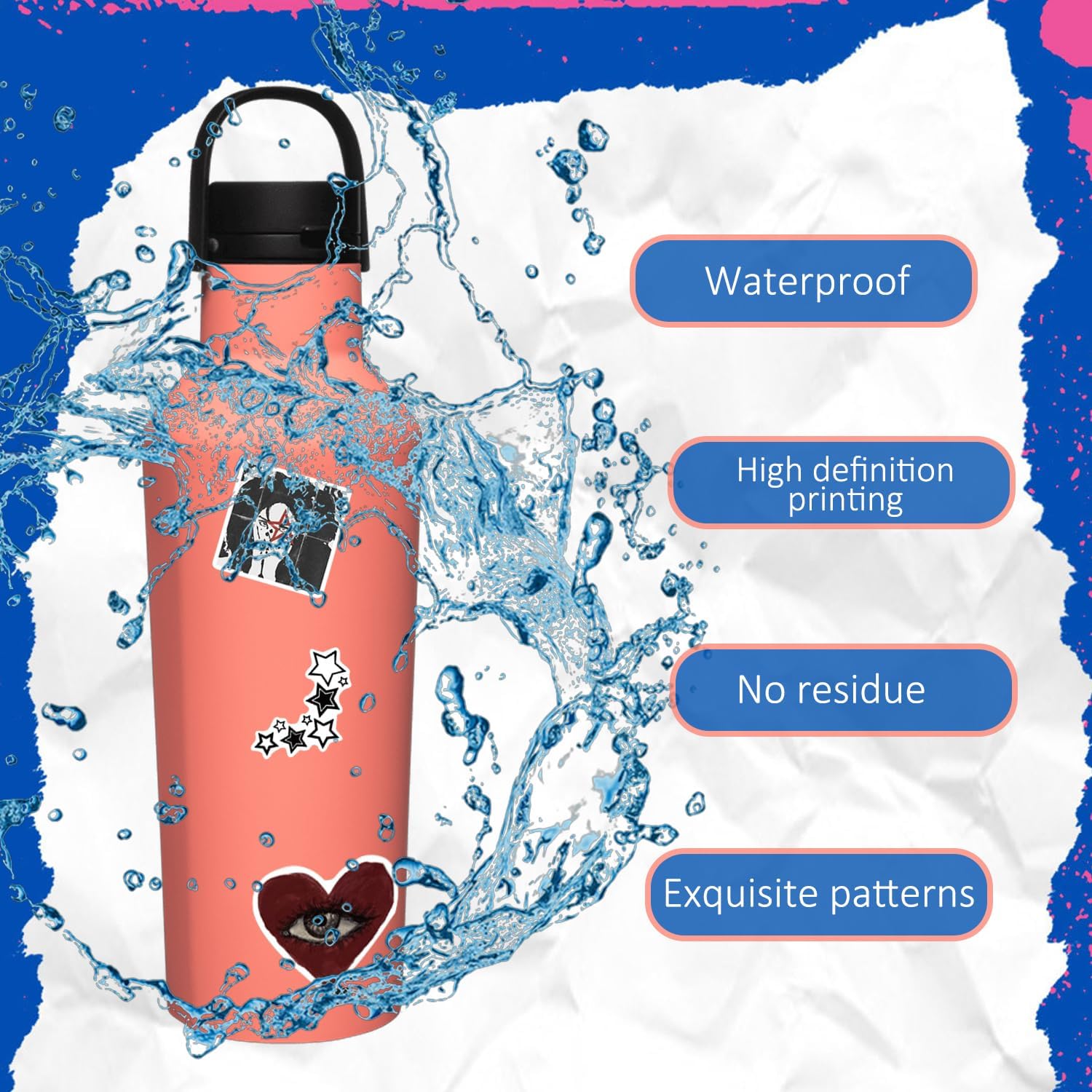200pcs Grunge Downtown Girls Stickers, Y2K Aesthetic Girly Stickers,Vintage Vinyl Waterproof Sticker Packs for Laptop, Guitar, Water Bottle, Cool Retro Sticker for Teens, Adults (Style B)