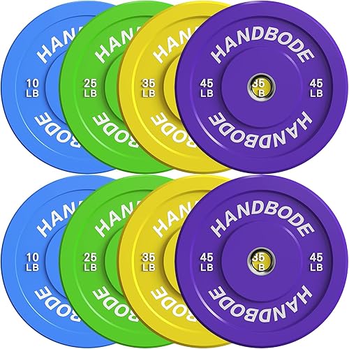 Miniatura 11 de Juego de discos de peso de 2 pulgadas de alto rebote, juego de discos olímpicos de 45/100/160/190/260/300 libras, juego de discos de peso de colores