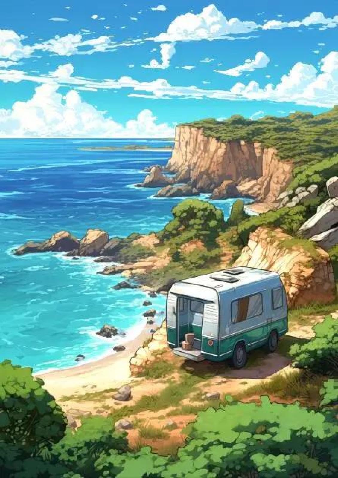 SHINERING Abstract Beach Forest Anime Landscape Canvas Painting Sea Summer Beach Wall Art Poster Prints For Living Room Home Decor A11 21X30Cm Unframed