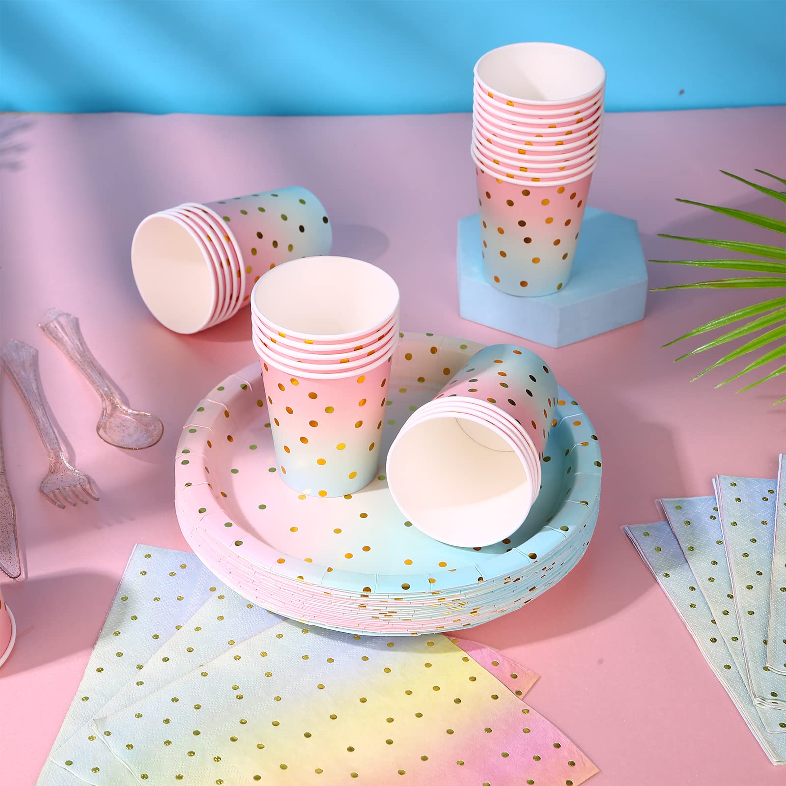 Pastell-Pappteller Mit Goldrand – 60 Stück, 9 Zoll, Gewellt, 6 Farben Für Hochzeit, Babyparty & Geburtstag