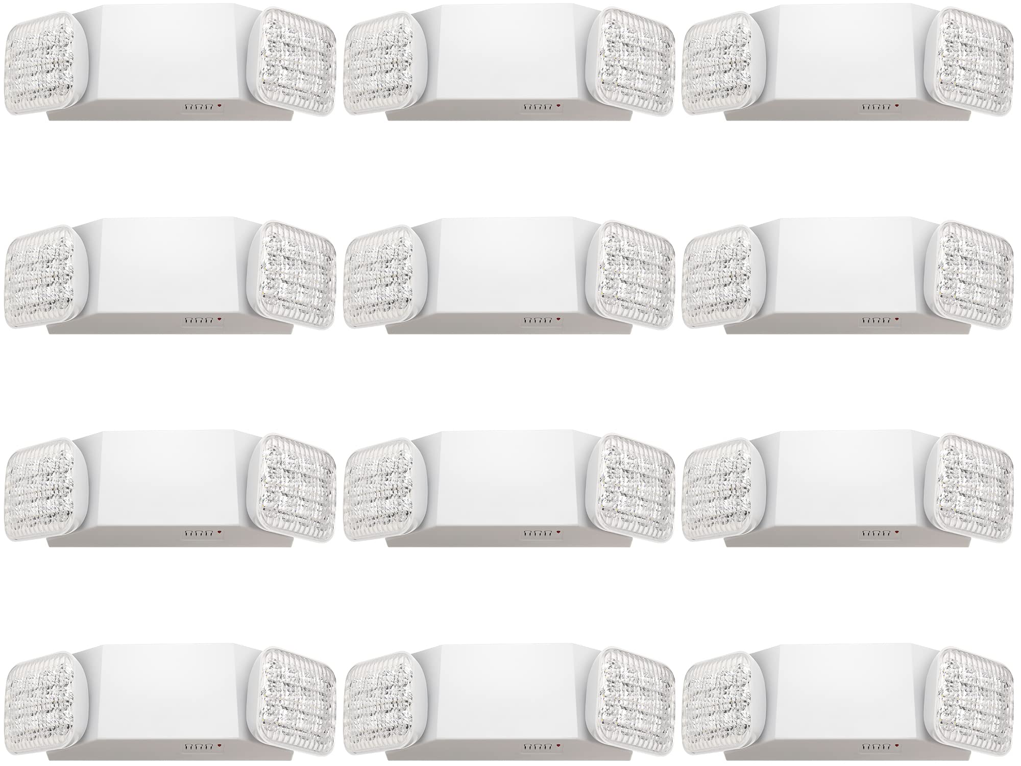 ROCEEI 12 Pack LED Emergency Lights with Battery Backup Commercial Emergency Lights Two Head Adjustable Wall Mount Hardwired Emergency Exit Light Fixtures for Business(Plug in Style)