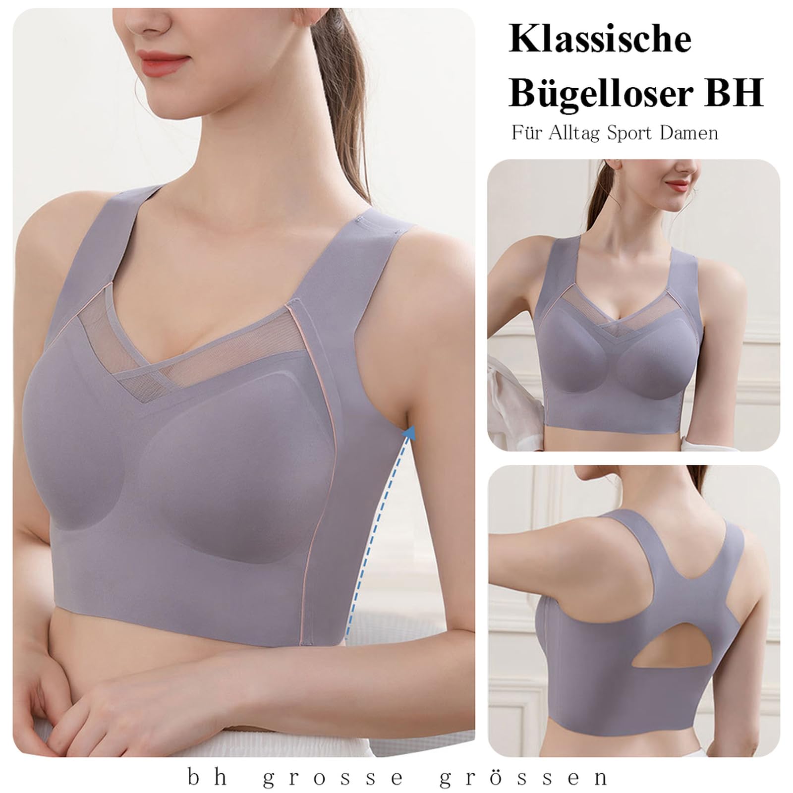Sport BH Damen ohne bügel gepolstert BH Bustier Baumwolle Damen