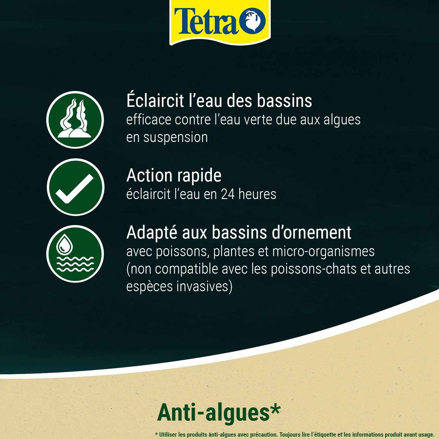 Tetra Pond AlgoRem – Traitement de l’Eau des Bassins de Jardin – Elimine l’eau verte et Limite la formation des Algues – Favorise une Eau Claire et Saine en 24H – 3 L