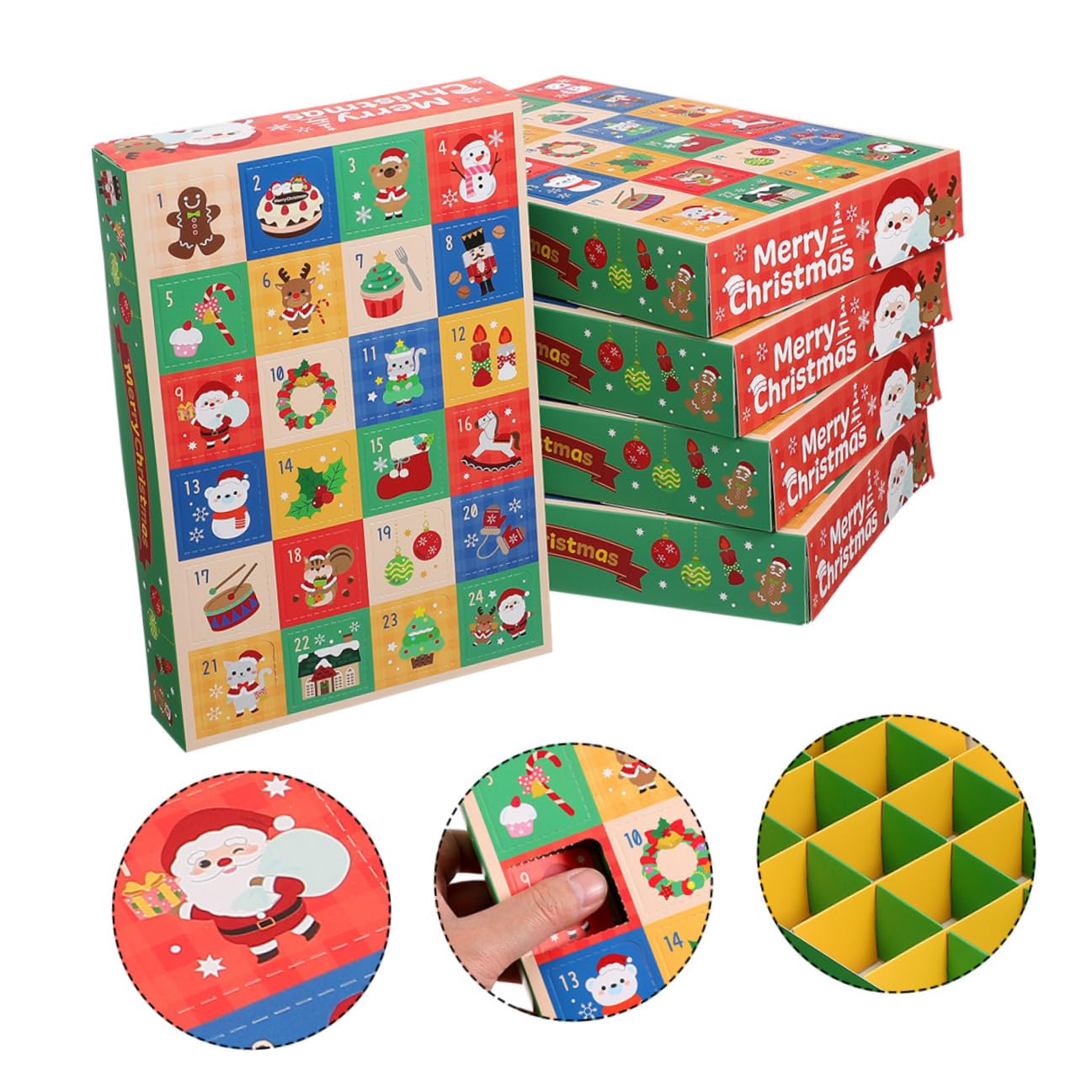 TOGEVAL 15 Stück Weihnachtskalender mit 24 Fächern Papier Geschenkboxen zum Befüllen für Unterhaltsame Weihnachtsaktivitäten mit Kindern und Erwachsenen