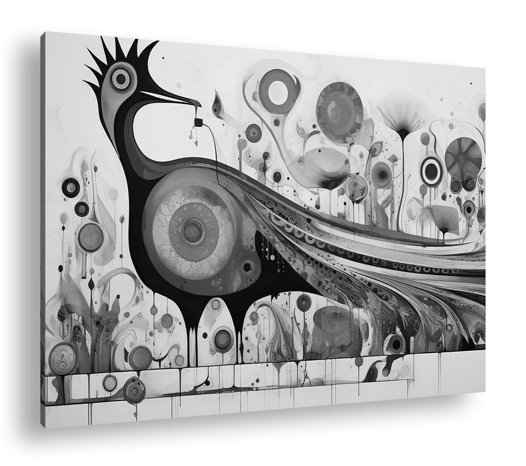 Décoration de salon moderne avec tableau oiseau XXL noir et blanc - 8
