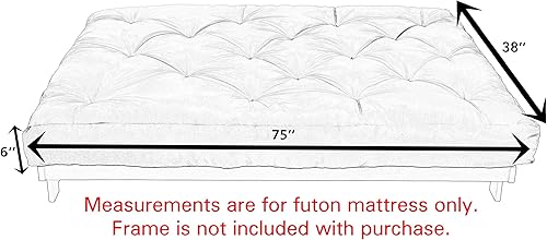 Miniatura 65 de Poly Solid - Colchón de futón completo, 8 pulgadas, color azul polvoriento Negro -,Azul,rosado (Blush Pink),Borgoña,Burnt orange,2-Burnt