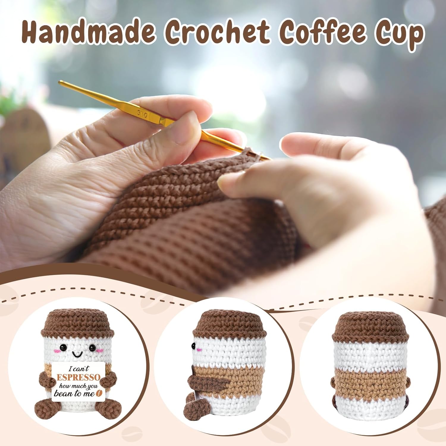 Gifts for Girlfriend/Boyfriend Crochet Coffee - Plush Latte Mug, Emotional I Love You Gifts for Him/Her, Boyfriend Husband Wife Couple Coffee Lovers Gift for Women, I Love You Latte. - Image 4