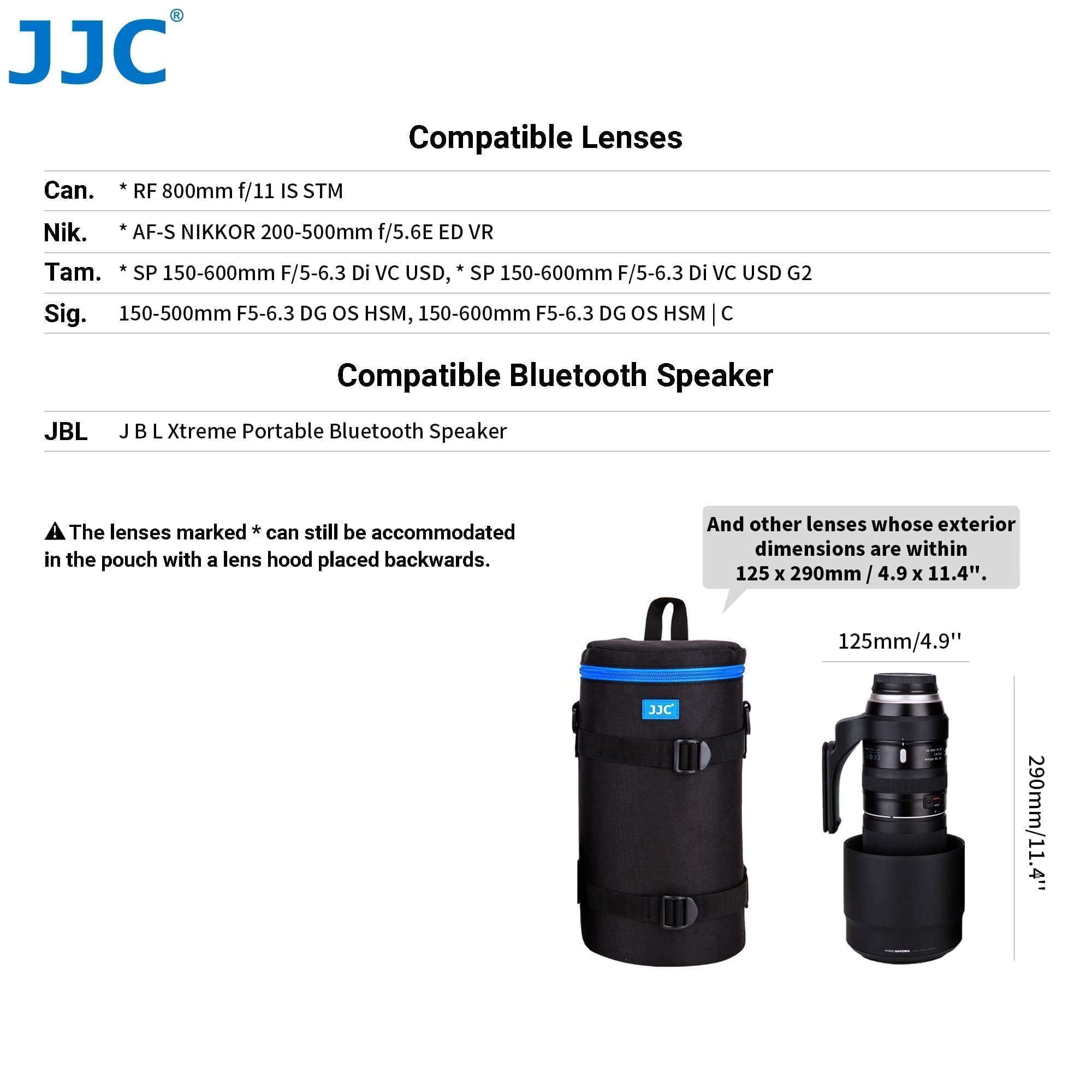 JJC Wasserabweisende Deluxe Objektivtasche mit Schultergurt für Canon RF 800mm F11 is STM, RF 100-500mm F4.5-7.1L is USM, AF-S NIKKOR 200-500mm F5.6E ED VR, Tamron 150-600mm, Innenmaße: 125 x 290mm