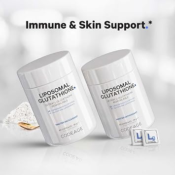 Codeage Liposomal Glutathione Supplement - Pure Reduced Setria L Glutathione Skin - Nano Encapsulated Glutathione Powder Pills - Phospholipids - Antioxidant Complex - Vegan, Non-GMO - 60 Capsules