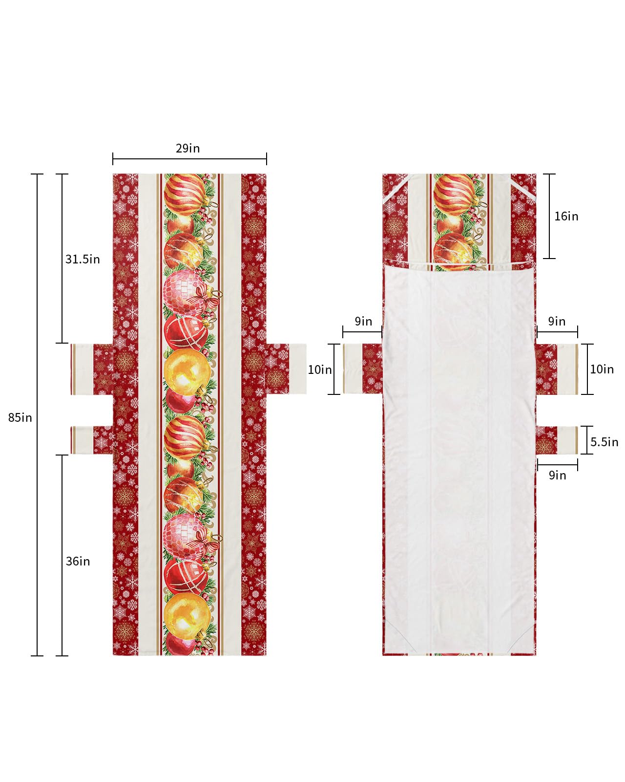 Christmas, Beach Lounge Chair Towel Cover, Soft Chaise Lounge Towel with Side Pockets Patio Pool Chairs Cover for Beach/Pool Sunbathing 29x85 Red Winter Snowflakes Pine Branches Bell