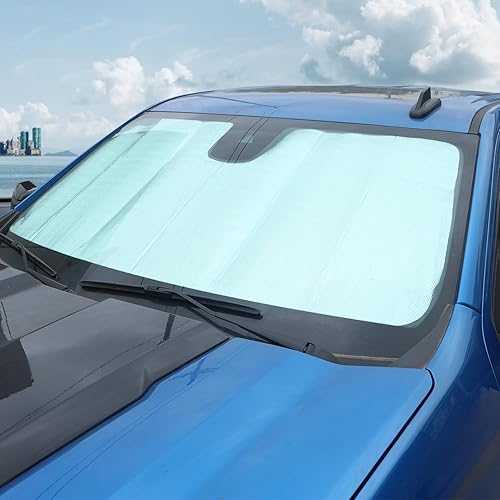 Miniatura 7 de Voodonala Parasol para parabrisas delantero Chevy Silverado 2019-2024, parasol plegable para ventana de camión, visera solar compatible con