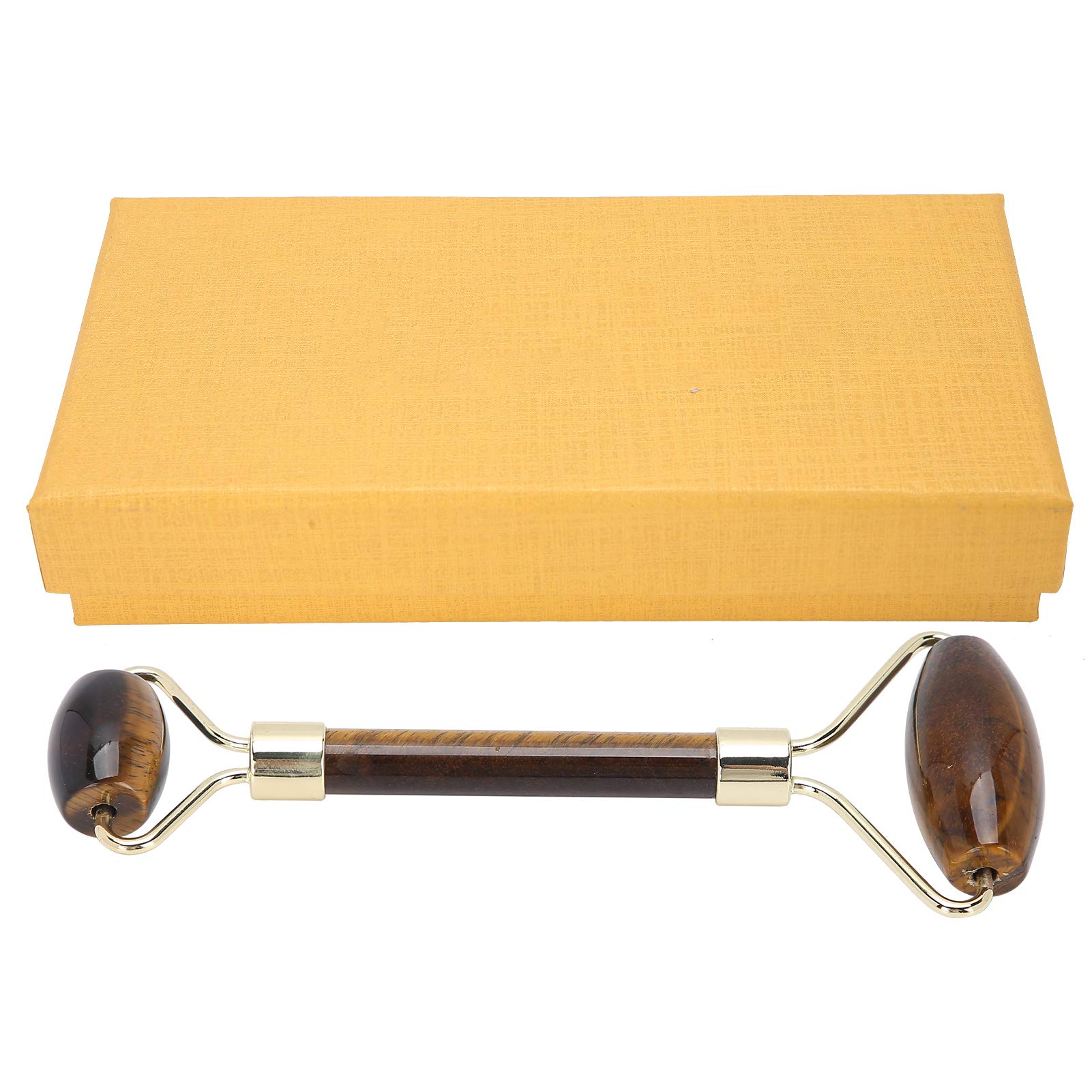 Rodillo de jade, masajeador facial, rodillo facial para piel, ojos, cuello para antienvejecimiento, reduce las arrugas de los ojos y la circulación sanguínea(ámbar)