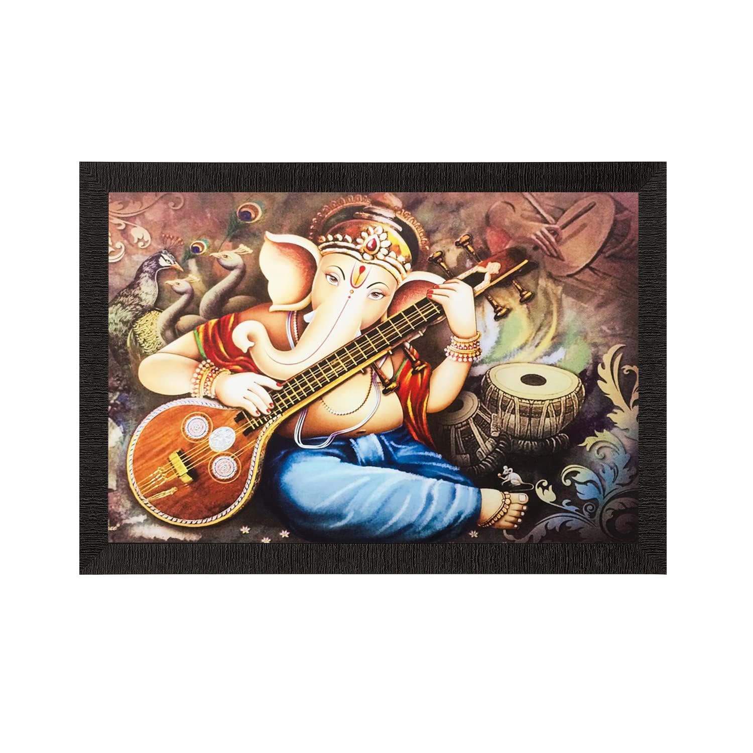 Art mural Ganesha Frienemy en texture mate UV et cadre bois de haute finition