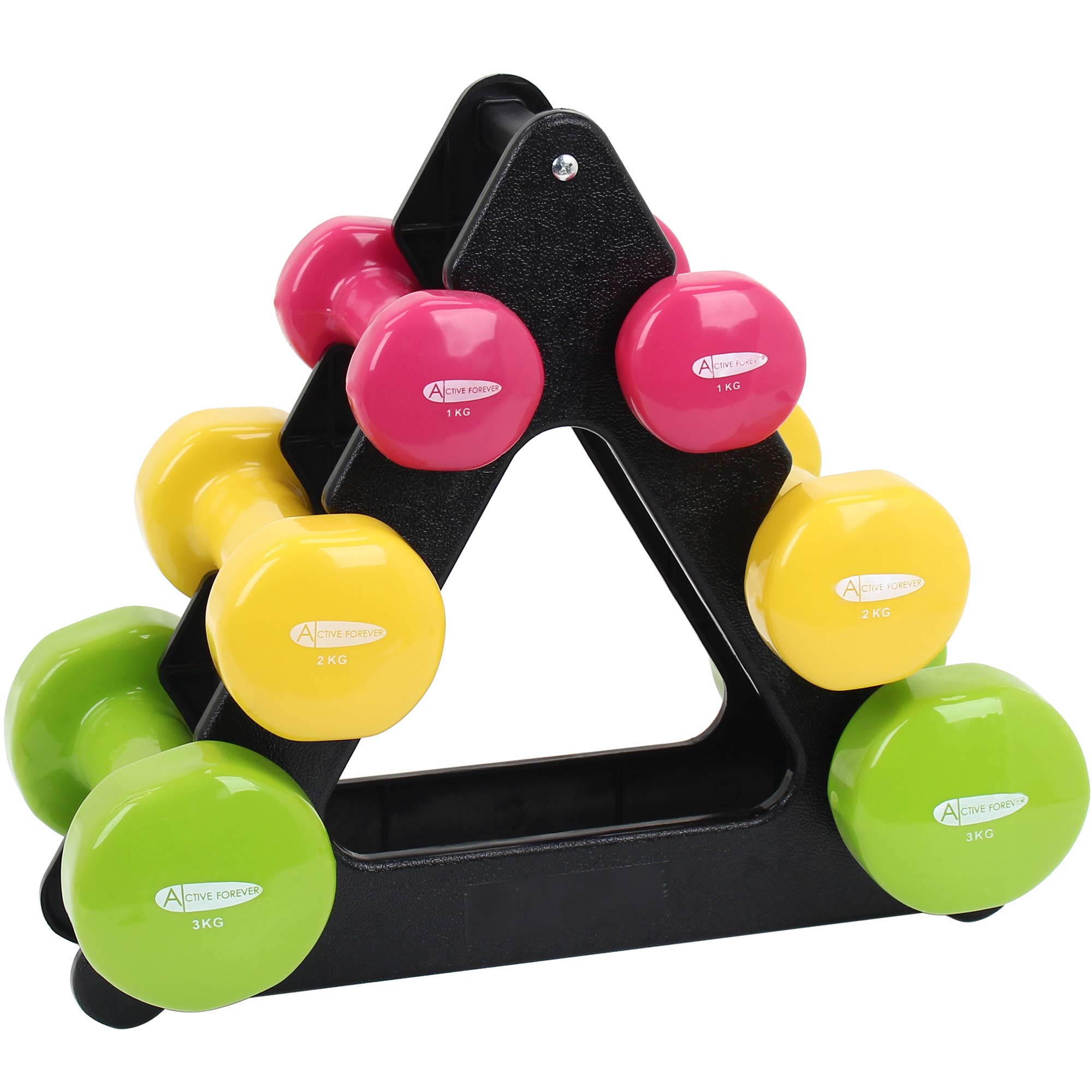 ActiveForever (1kg+2kg+3kg X2 dumbbells set with stand - starter dumbbell set,beginner dumbbell set for Women, Men.