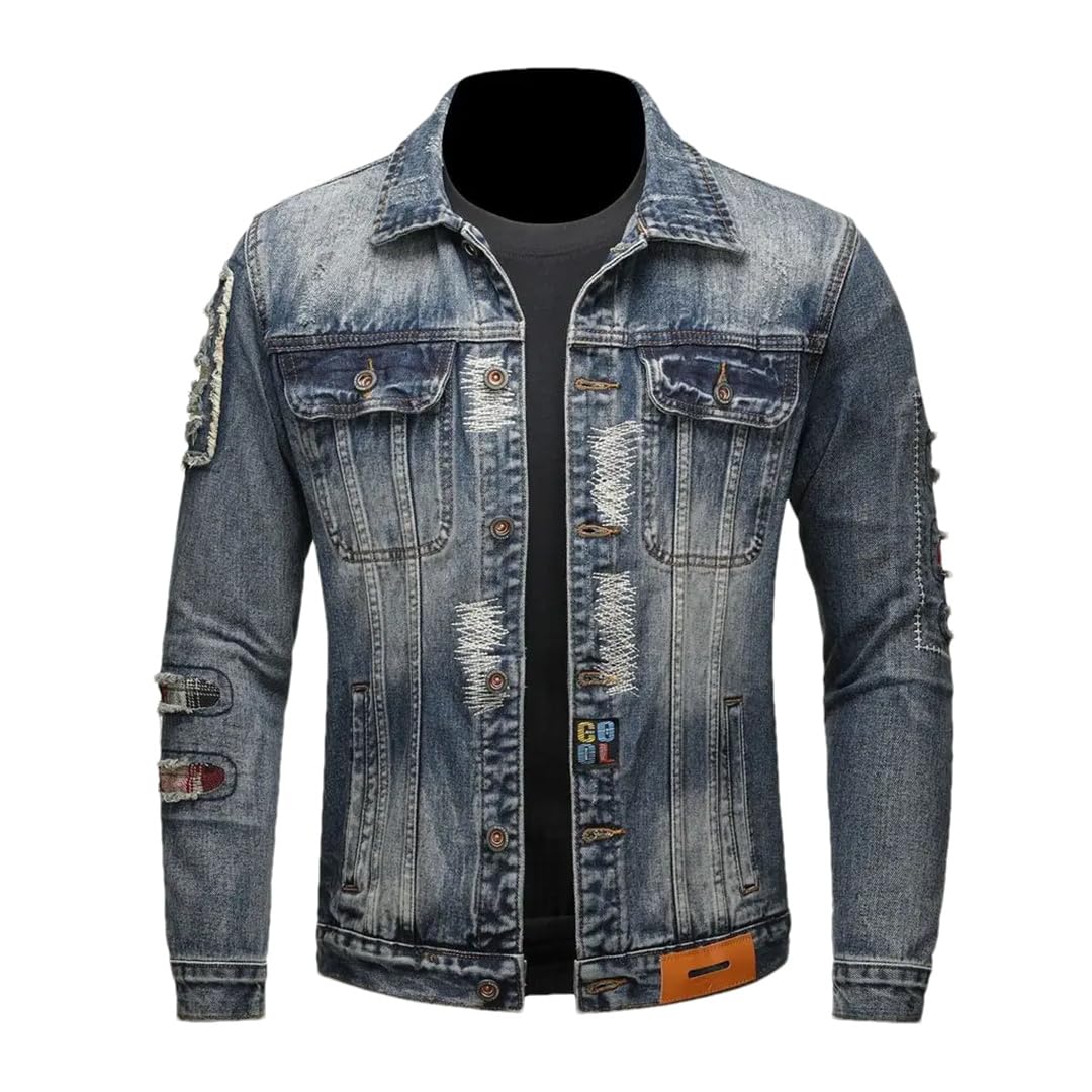 Męska kurtka dżinsowa Retro Classic Street Trend Przystojna Jazda Wiatroszczelna High Street