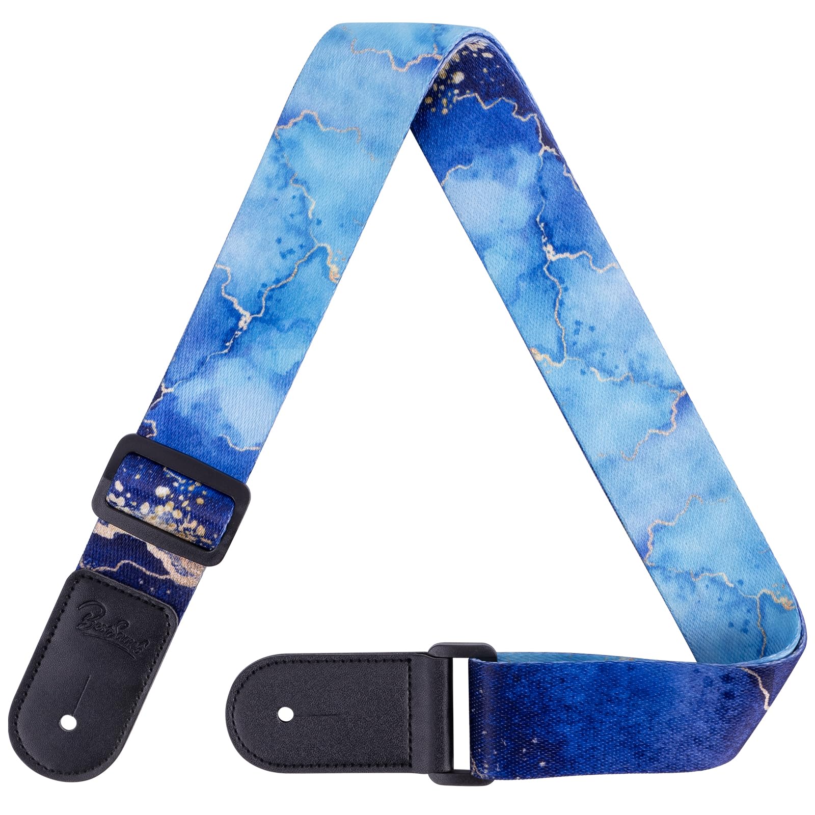 Ukulele Strap - BestSounds Uke Shoulder Straps with Leather Ends for Soprano Concert Tenor and Baritone Ukuleles (Blue Ocean) - Image 3