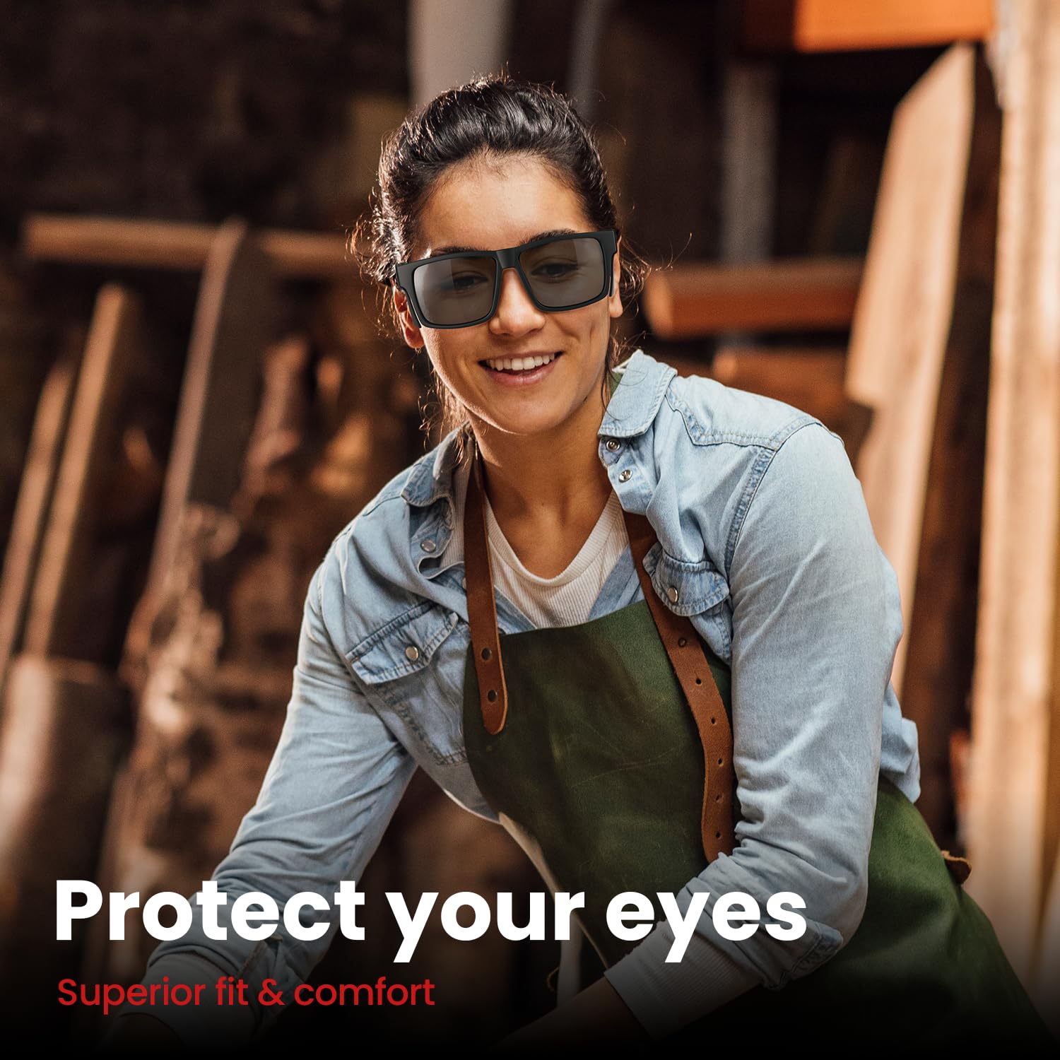 Gafas de seguridad de moda con protectores laterales, antivaho y antiarañazos, protección ANSI z87.1 UV400