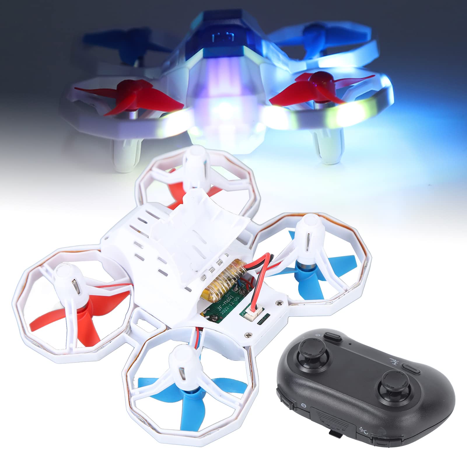 Mini Drone para Niños, Luz LED Controlado por Voz 4 Canales de Control Remoto RC Mini Drone Hélice de Protección RC Quadcopters con 3D Flips para Niños y Niñas, Principiantes (3 batería)