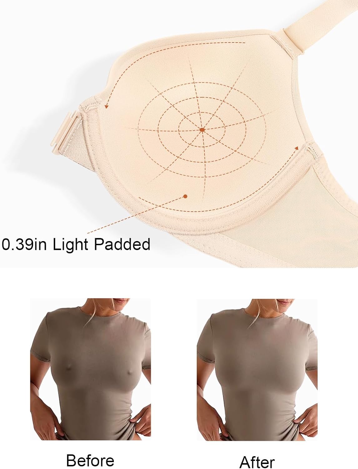 Front Closure Bras for Women Racerback Plunge Underwire Lightly Padded Seamless Bra B-DD Cups - Image 4