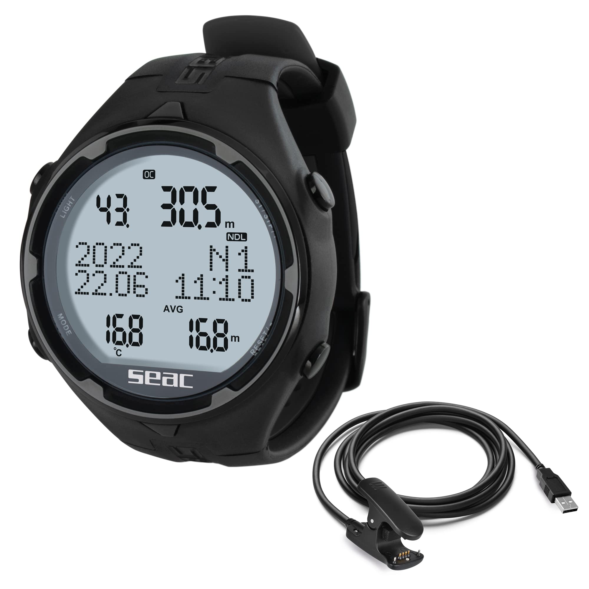 Seac Action, Tauchcomputer für Gerätetauchen und Freediving, Logbuch, Dive Planner, Safety Alarme