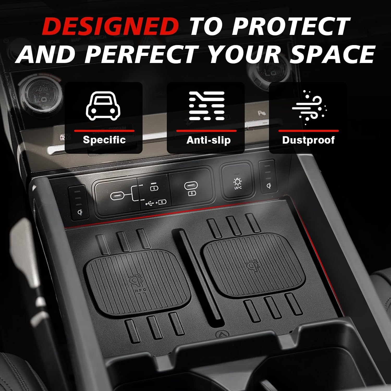 Muslogy Console Side Pocket & Charging Mat for 2024-2026 Hyundai Santa Fe image 5