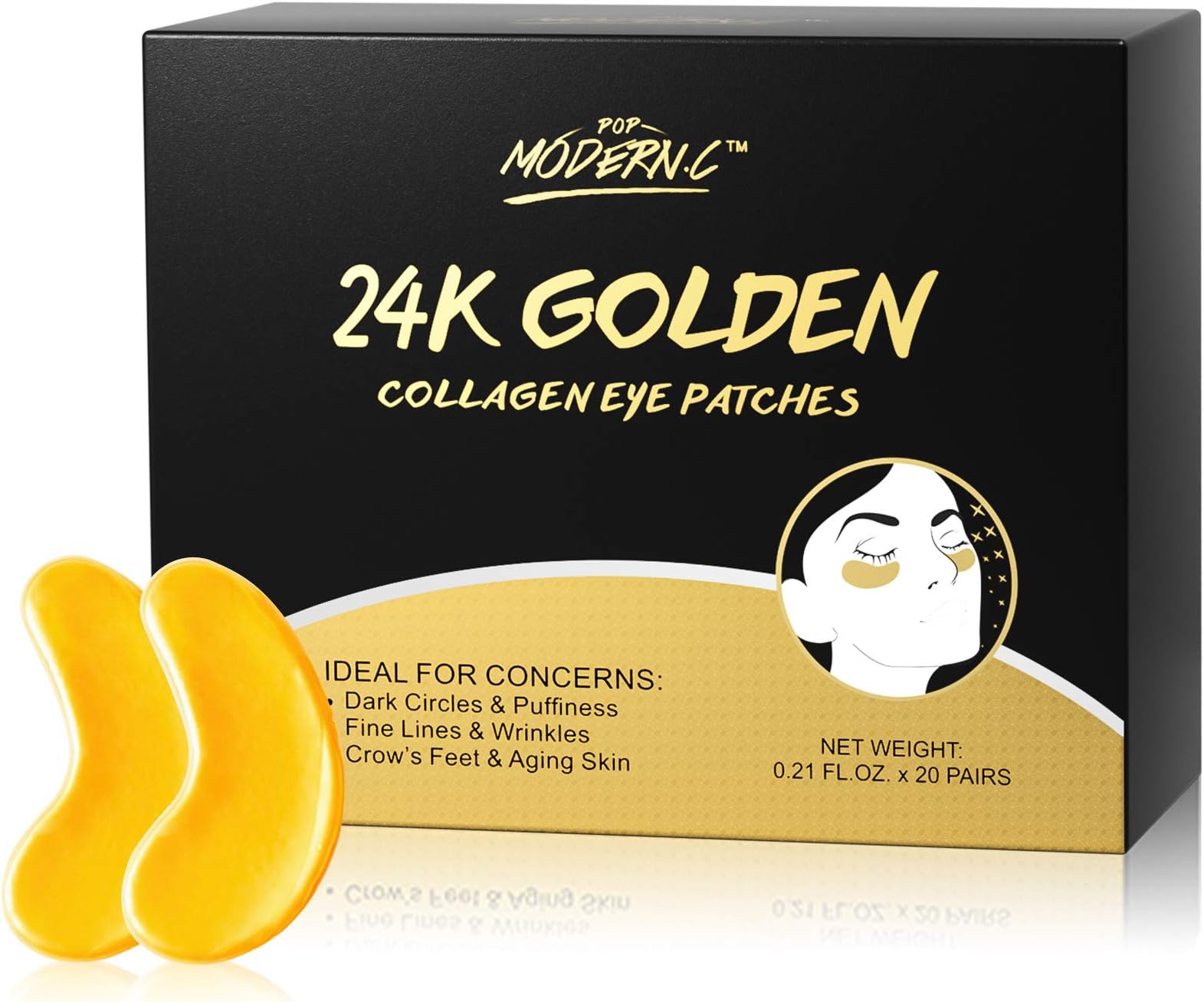 24K Gold Under Eye Patches At Home Spa Skin Care Treatment 20 PAIRS Dark Circle Puffy Eye Under Eye Bag Treatment Masks | Anti-Aging and Anti-wrinkle Effect Collagen Under Eye Pads for Men Women Gift