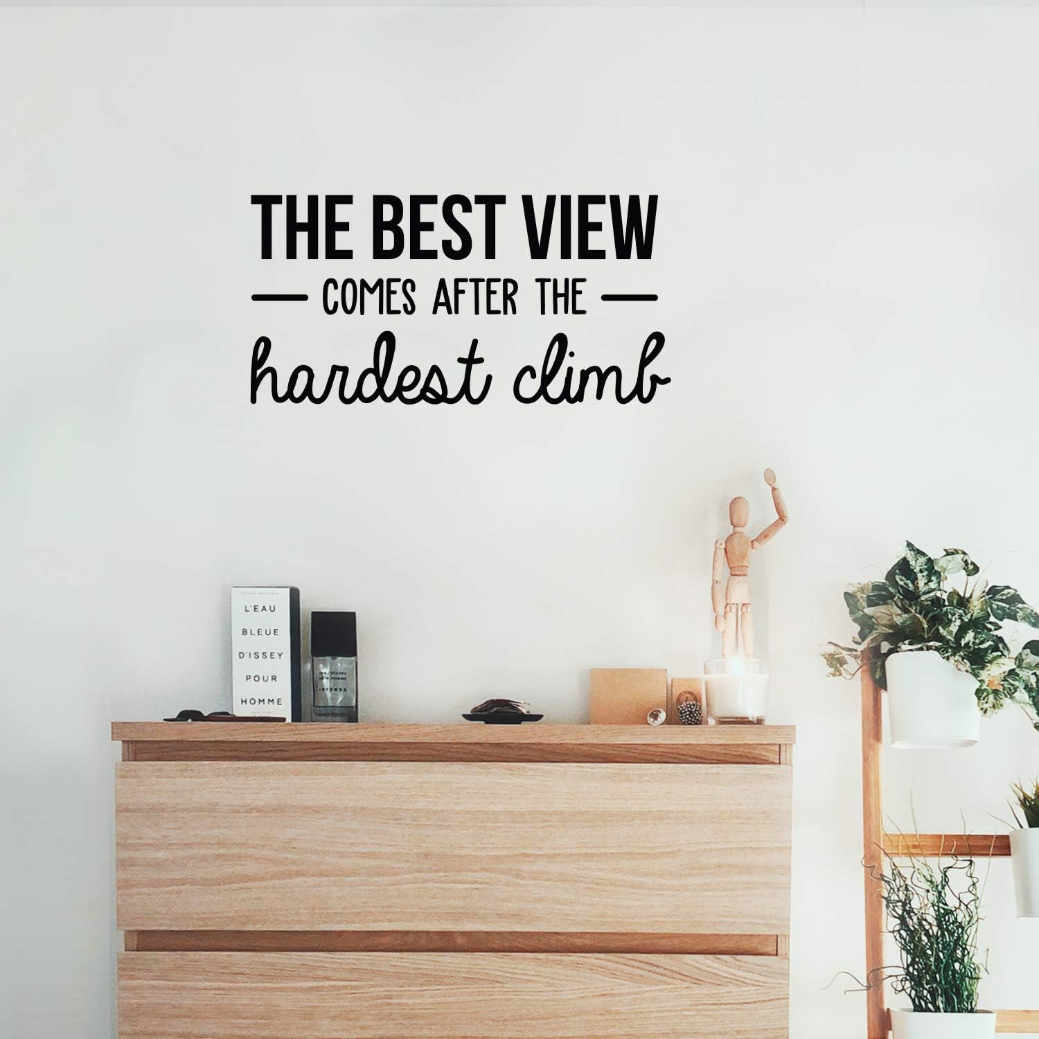Vinyl Wall Art Decal - The Best View Comes After The Hardest Climb - 11" x 22" - Trendy Motivational Quote Sticker for Bedroom Living Room Home Work Office School Classroom Decor (Black)