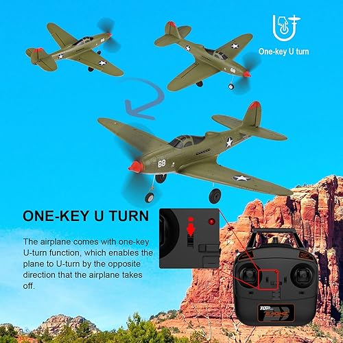 Miniatura 4 de Avión de control remoto RTF 4 canales RC Plane 402MM Wingspan Micro Scaled Warbird con una tecla acrobática aeronave de una tecla giro en U y