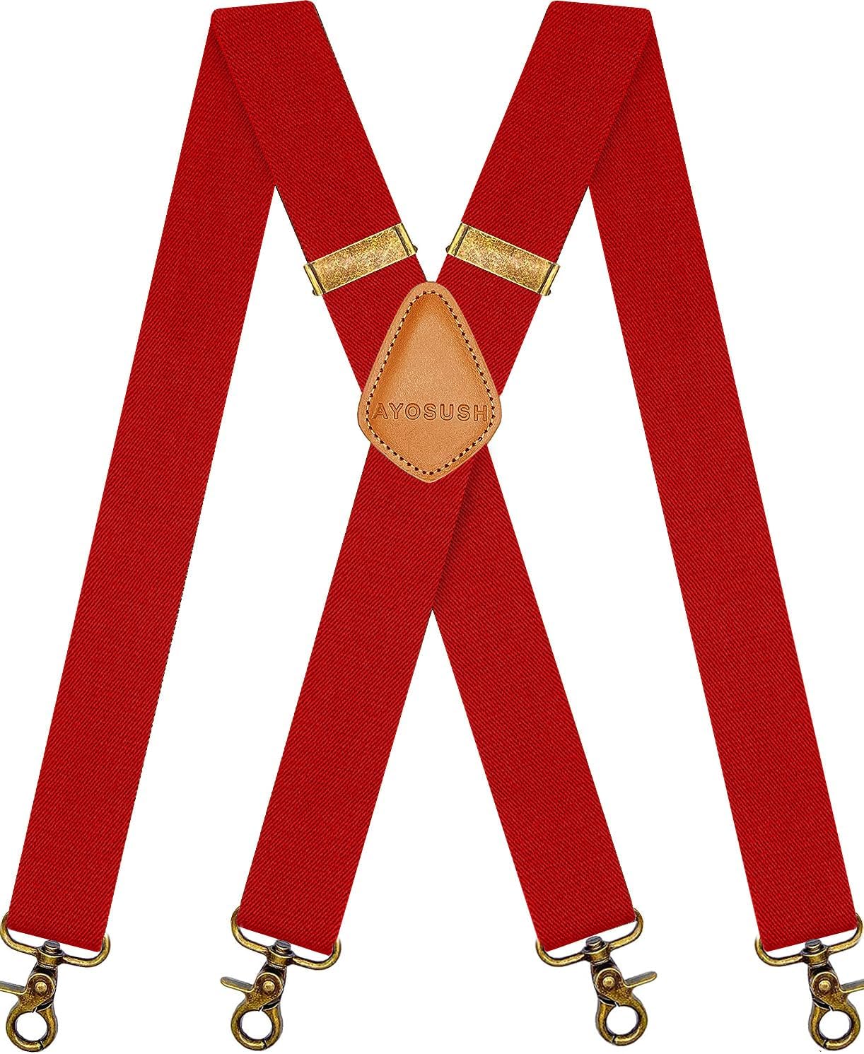 - Vintage Suspenders for Men Heavy Duty 4 Snap Hooks for Belt Loops Adjustable X Back