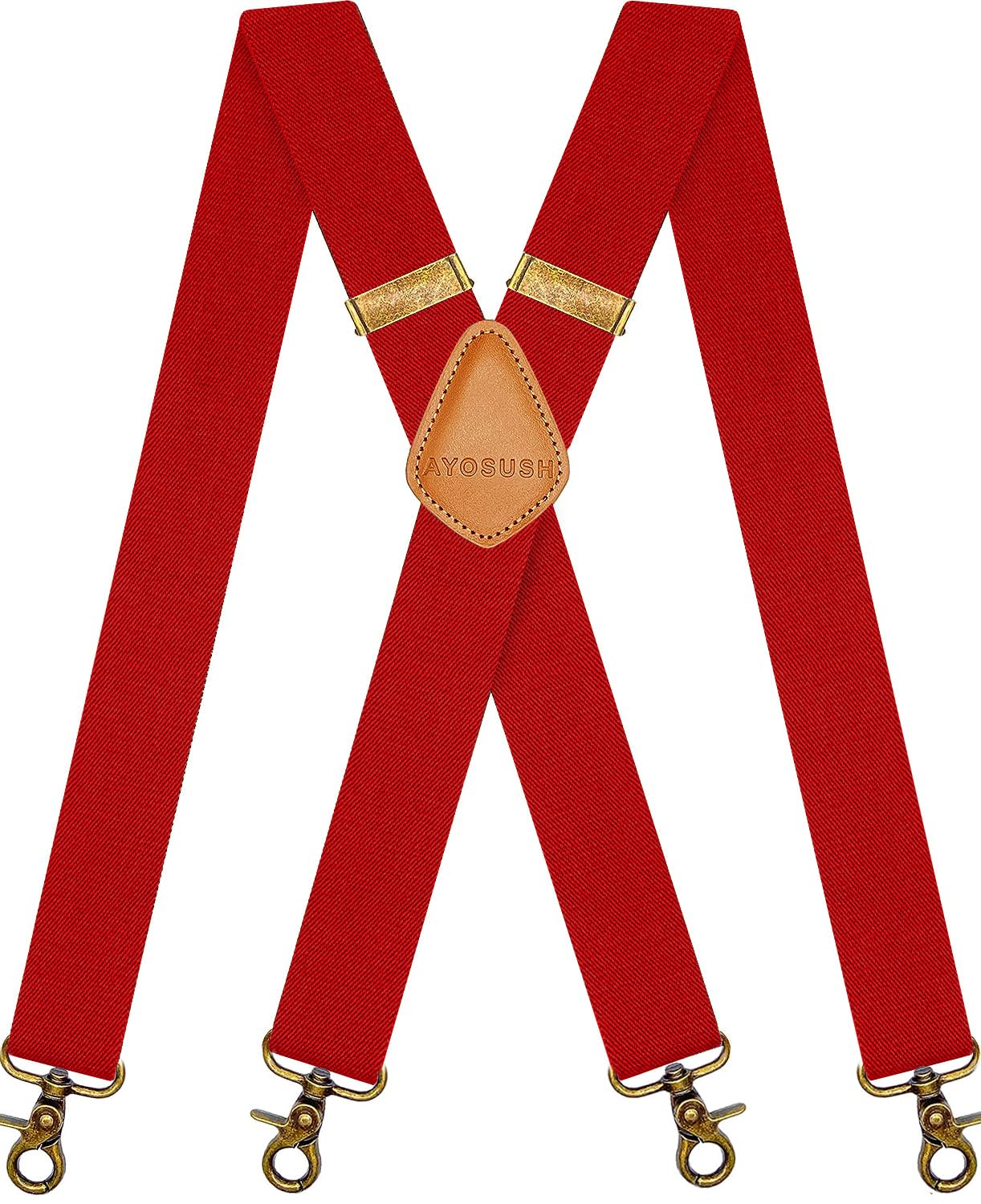 Vintage Suspenders for Men Heavy Duty 4 Snap Hooks for Belt Loops Adjustable X Back
