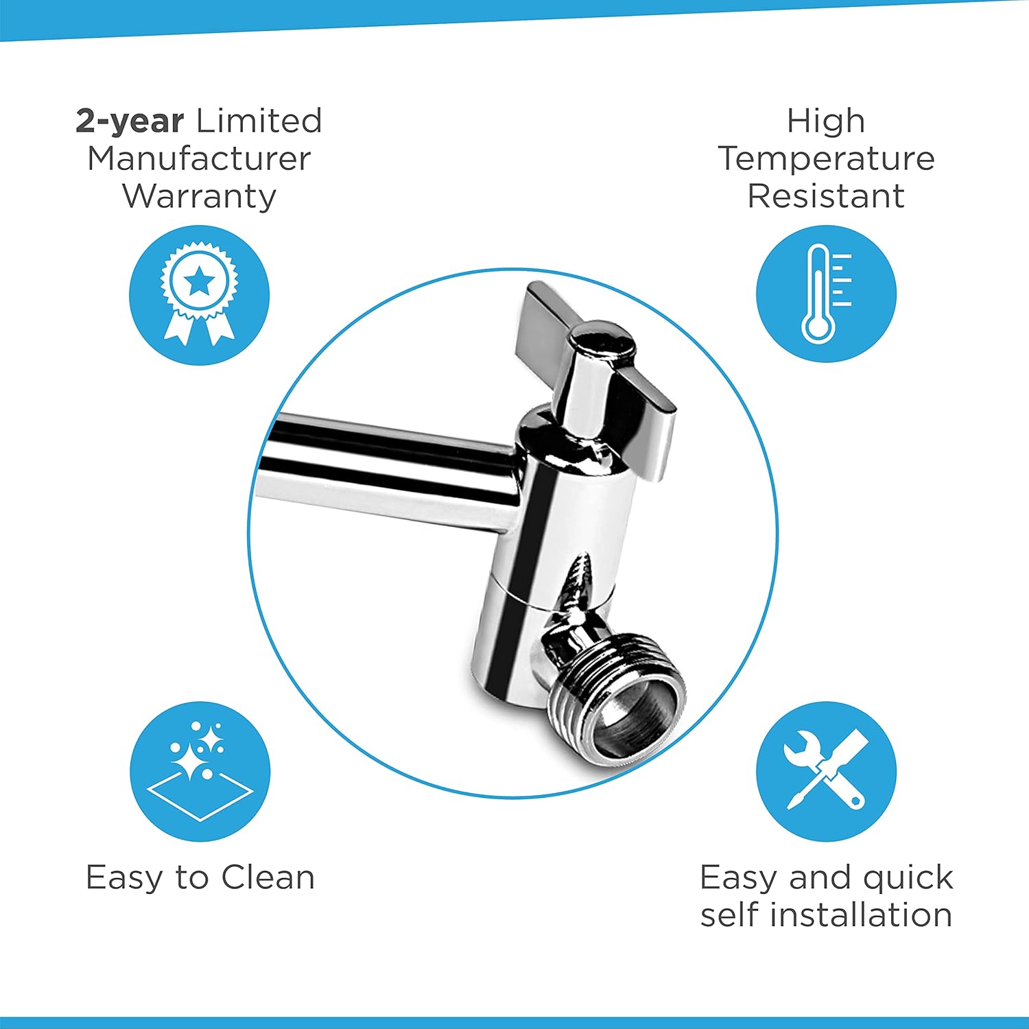 Blue Ocean 11 Inch Shower Arm SA001 Universal Adjustable Height Solid Brass Shower Head Extension Arm, Anti-leak & Rust-Proof