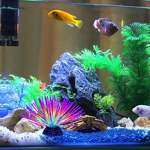 Vista 7 de WishLotus Aquarium Decorations, Lifelike Sea Urchin Ball Fish Tank Ornament, Silicone Artificial Fish Tank Glow Decorations for Aquarium Garden