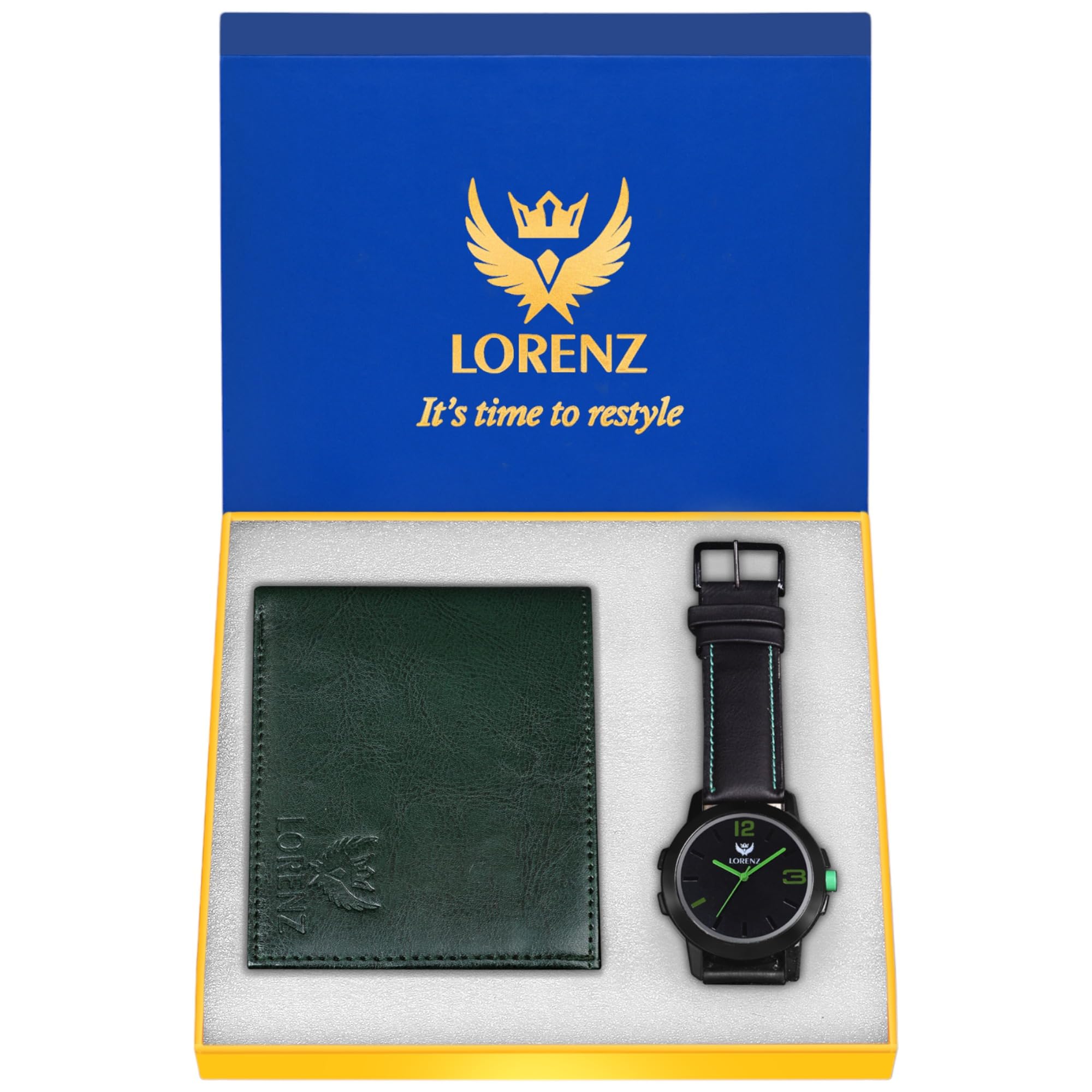LORENZ Gift Combo Set of Green Analog Watch & Hi-Quality PU Wallet for Men | CM-3013WL-60 (B0BW64H7YK) Amazon Price History, Amazon Price Tracker