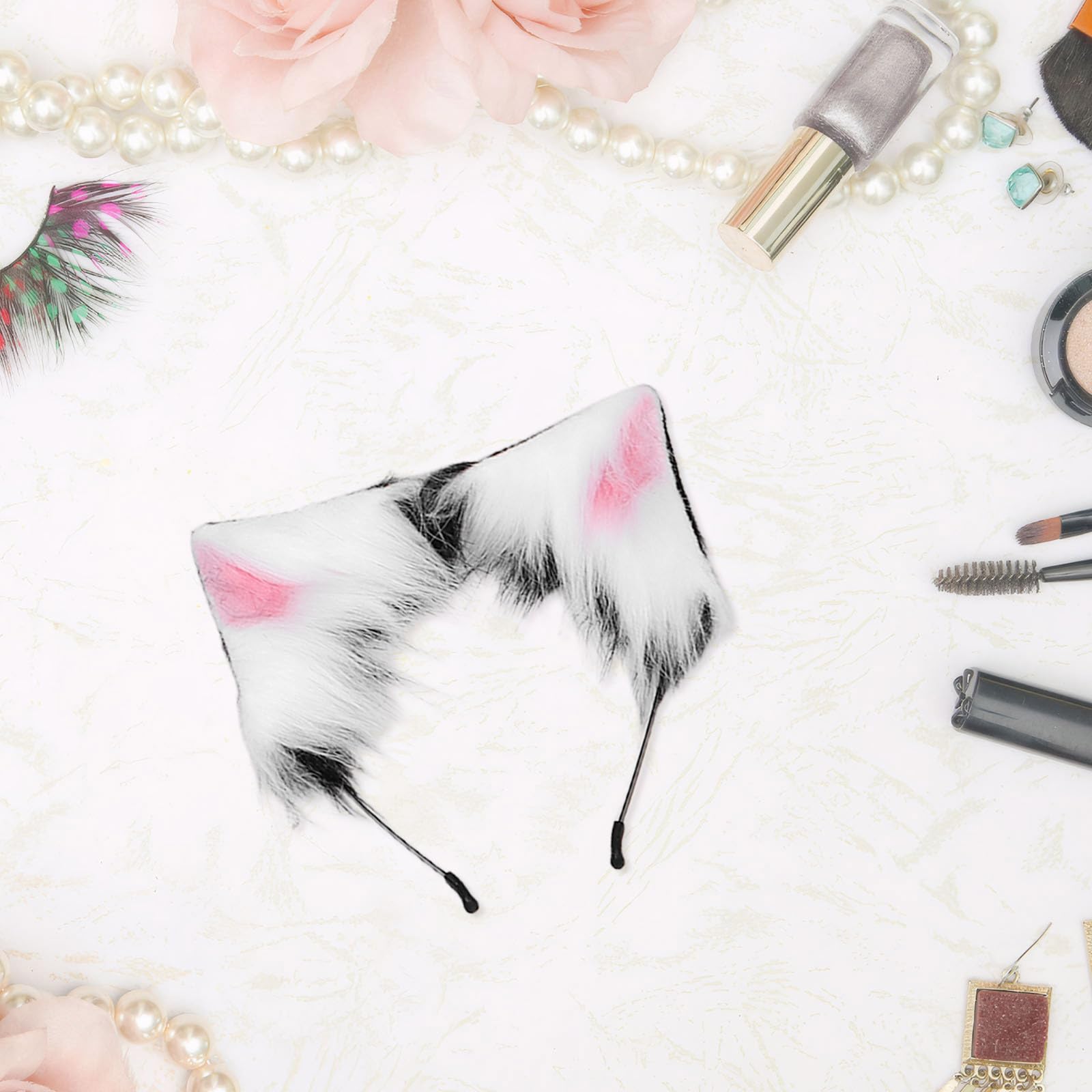 Tofficu 2 Juegos Diadema Orejas de Gato Peludas y de Felpa Ligera y Cómoda para Cosplay Realista en Fiestas de Halloween y Eventos Lolita Fashion