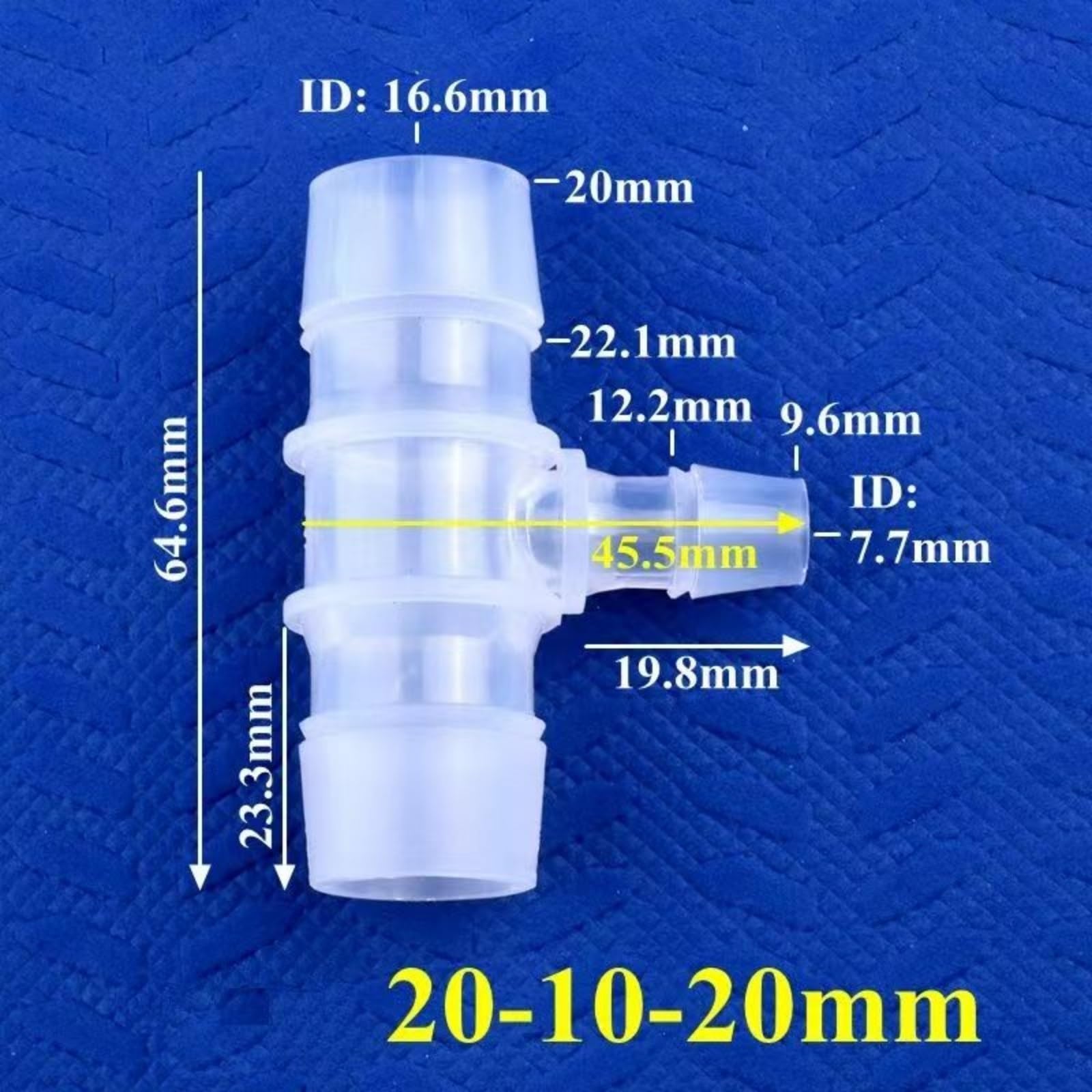 Connettore a tre vie in plastica a forma di T a diametro variabile for collegamenti di tubi flessibili(20pcs,20-10-20mm)