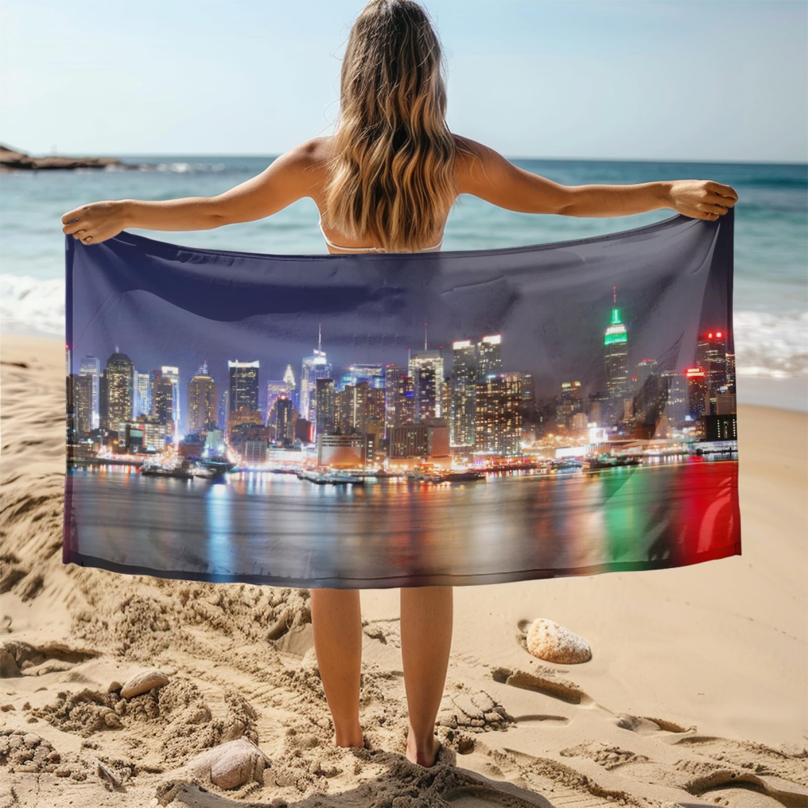 Telo Mare Microfibra 210x230 Blu Telo Spiaggia Grande Antisabbia,XXL Asciugamano Mare, Asciugatura Rapida, Stuoia Spiaggia Leggero E Portatile