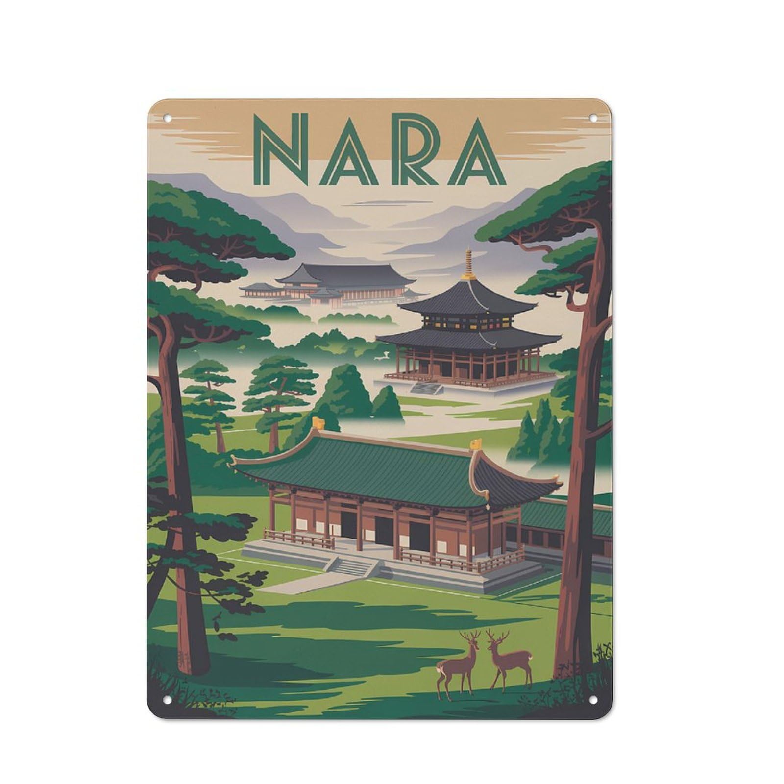 Nara Japan Travel Tin Sign 40x30cm, Vintage Home Bar Decor for Cafe, Pub, Workshop Or Home Bar, for Relaxed Wall Styling