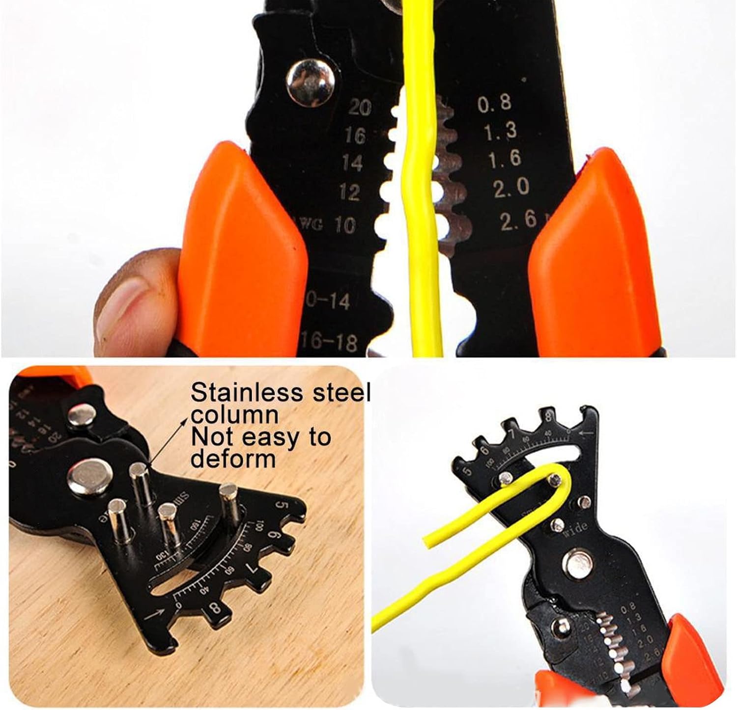 Tissting 5 in 1 Wire Stripping Pliers with Rubber Handle, AWG 10-20 0.8-2.6 mm² - Chrome Vanadium Steel Electrician Tool for Cutting, Stripping, Crimping, Wrenching, and Bending Wires