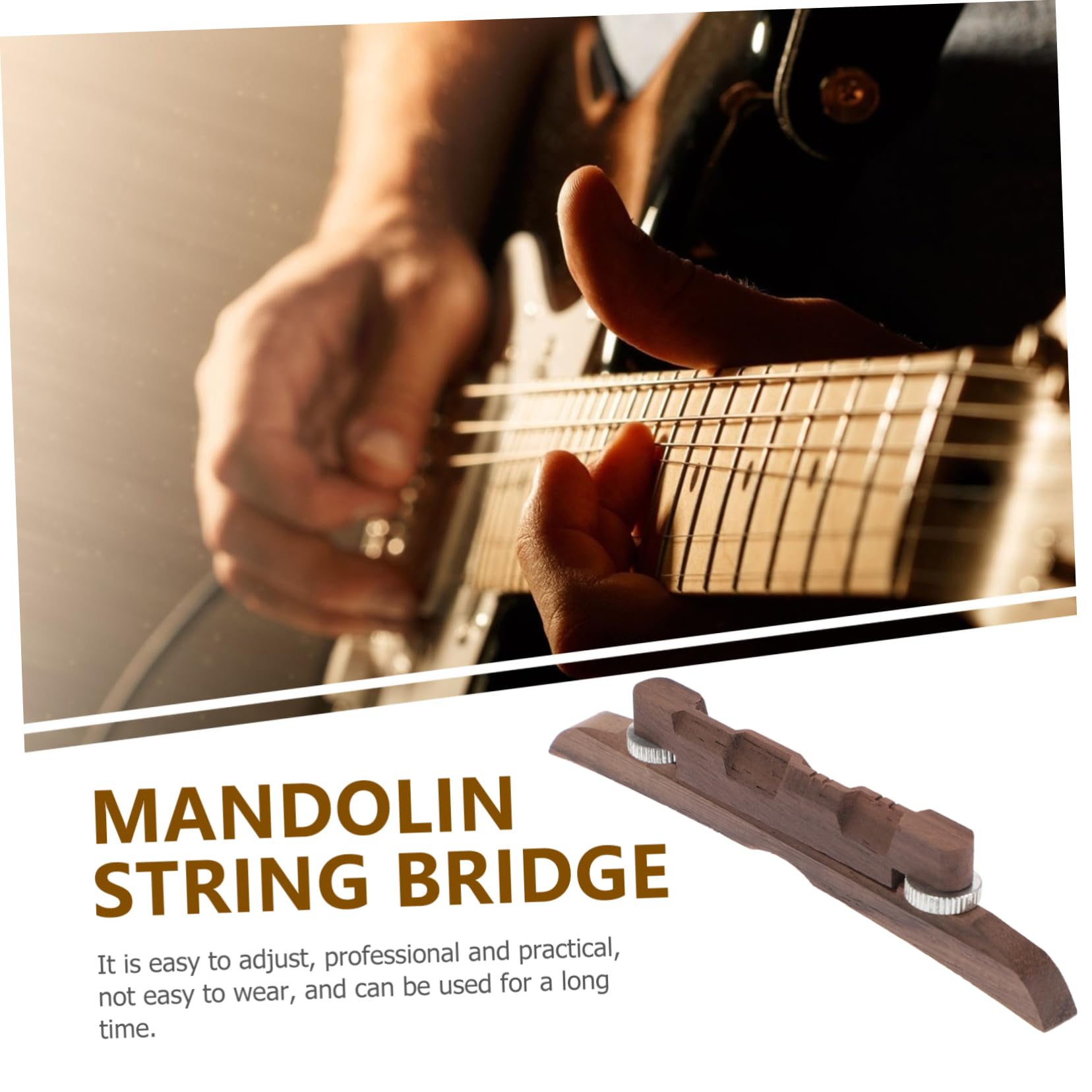 ifundom Bridge Ebony Mandolin Bridge Set Height Adjustable Mandolin Tuning Pegs Random Color
