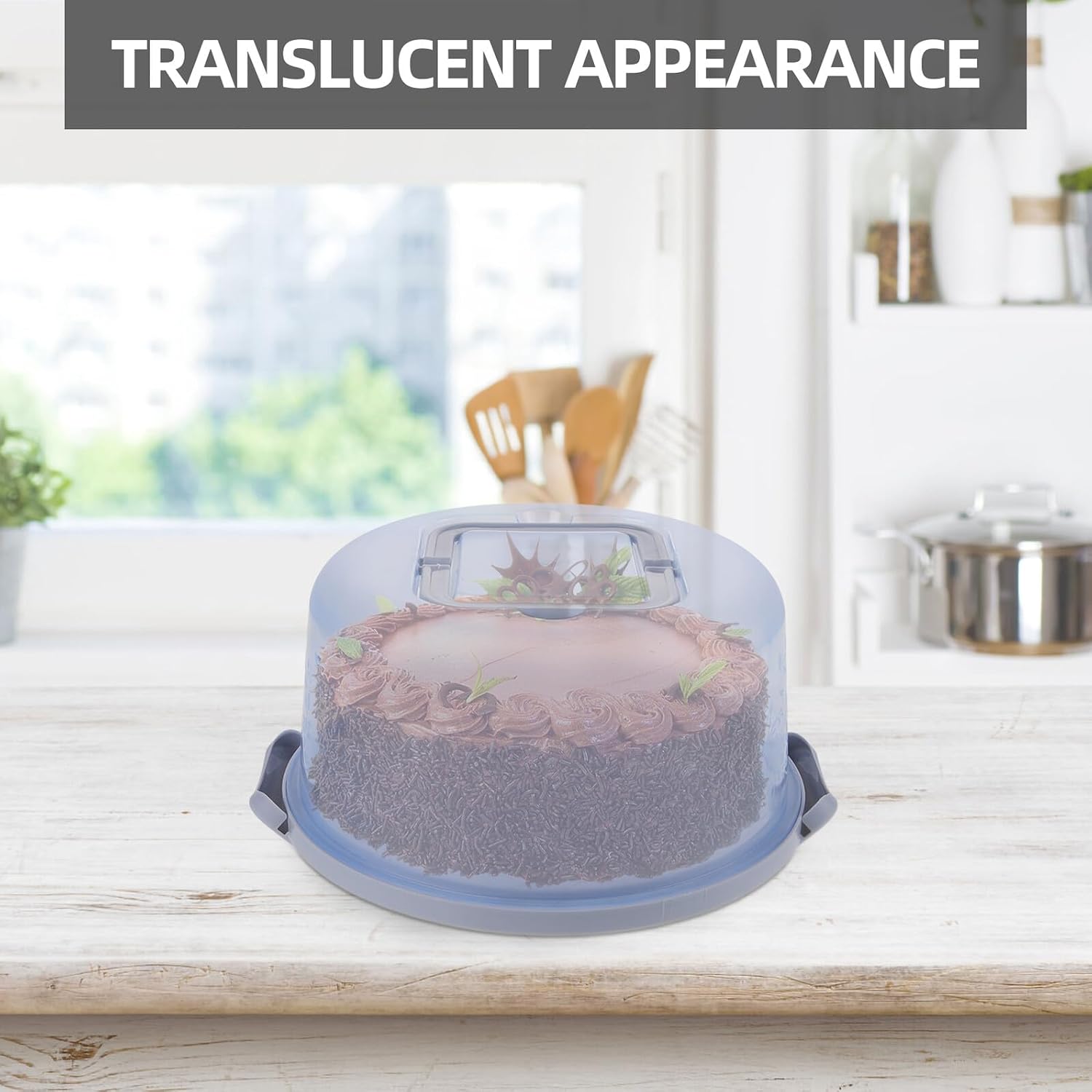 Portable Plastic round Cake Box with Handle, Reusable Storage Carrier