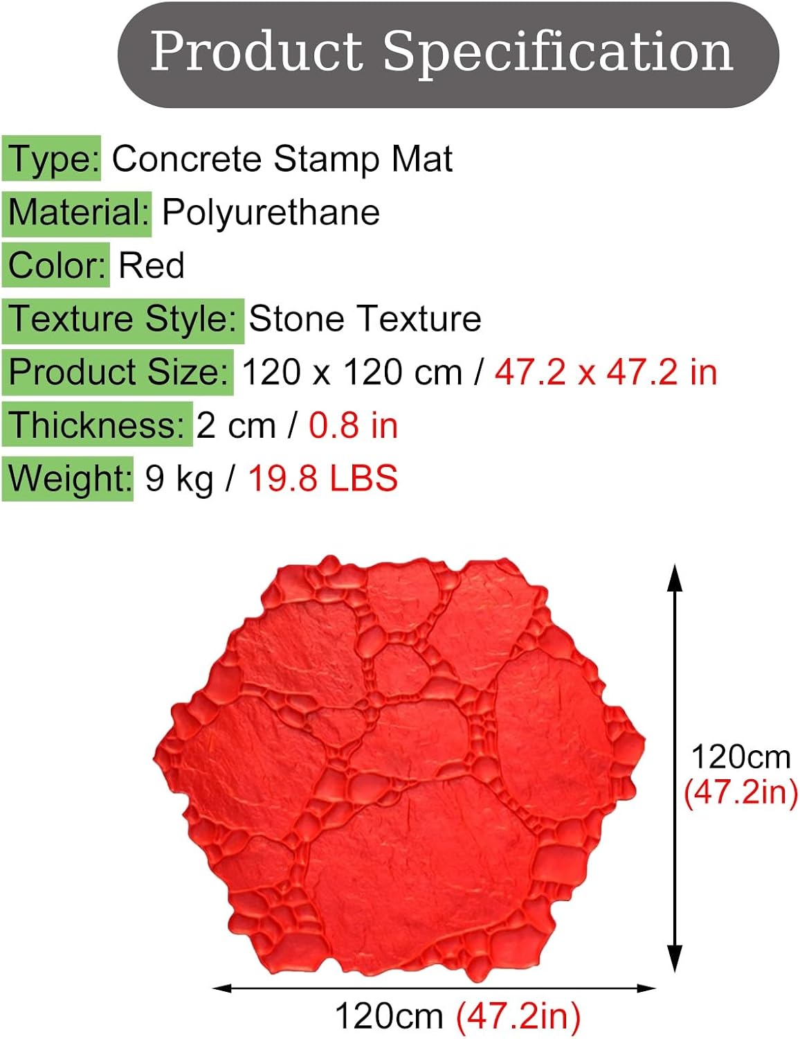 Concrete Stamps Large Concrete Stamp Mould, Cobblestone Cement Printing Mat with Natural Pattern, Seamless Concrete Decorative Form for Garden Walkway Roadways